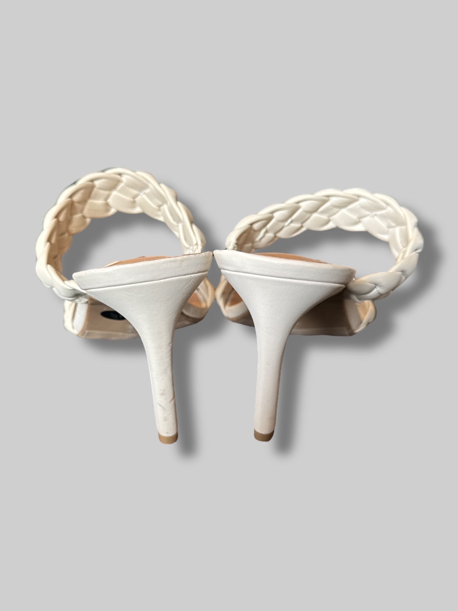 Size 13WW Cream braided heeled sandals