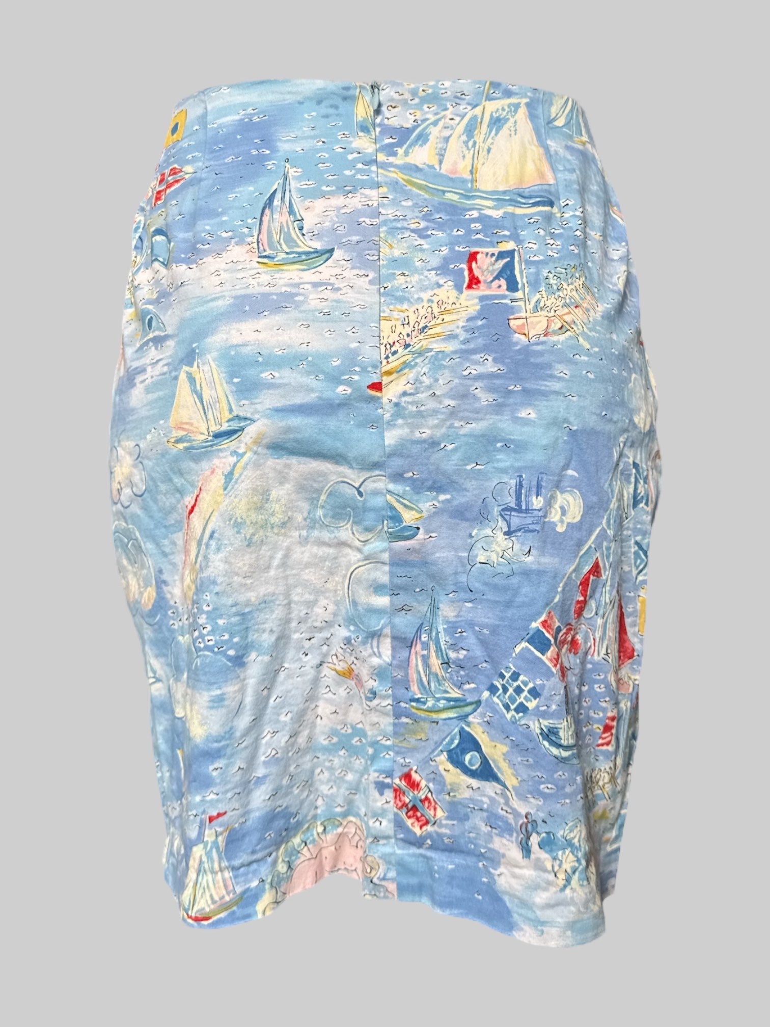 M Blue pencil skirt with nautical print