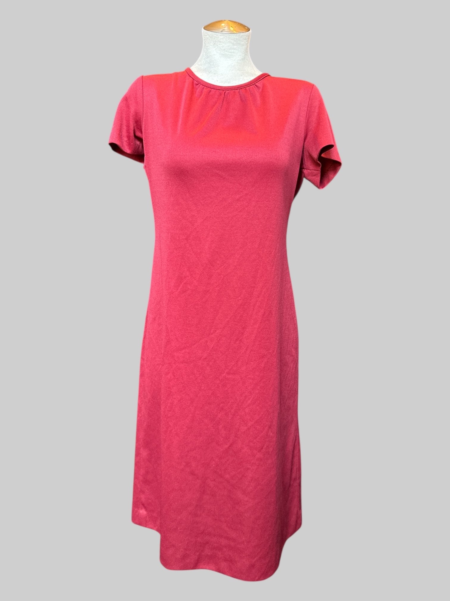 L Vintage Made in America deep red dress with a little chest pleating
