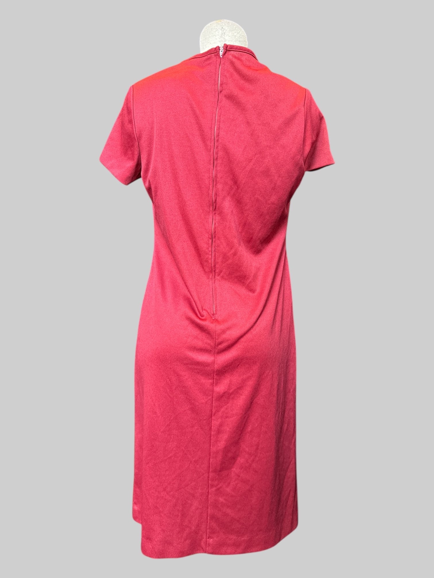 L Vintage Made in America deep red dress with a little chest pleating
