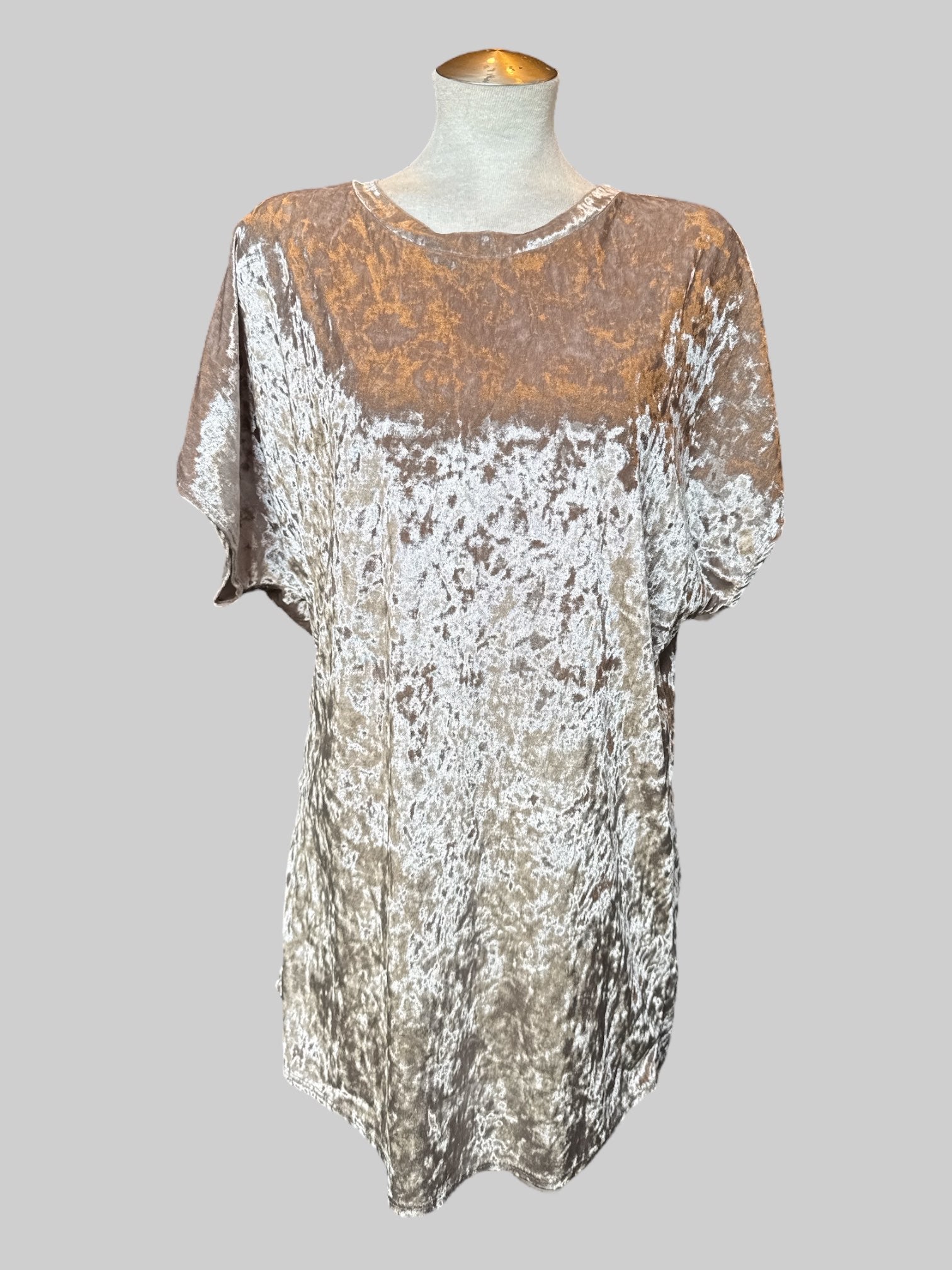 L Light pink crushed velvet tunic style top or short dress