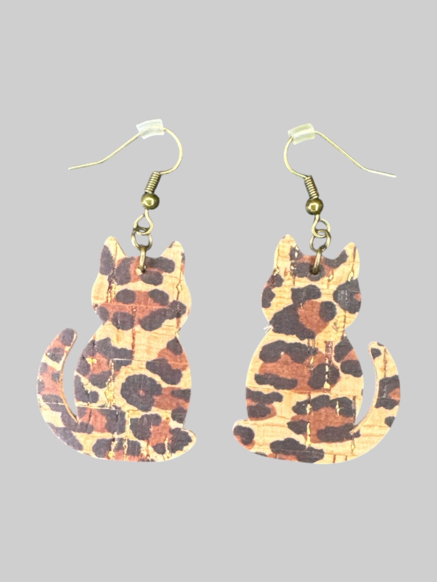 Leopard print cat earrings