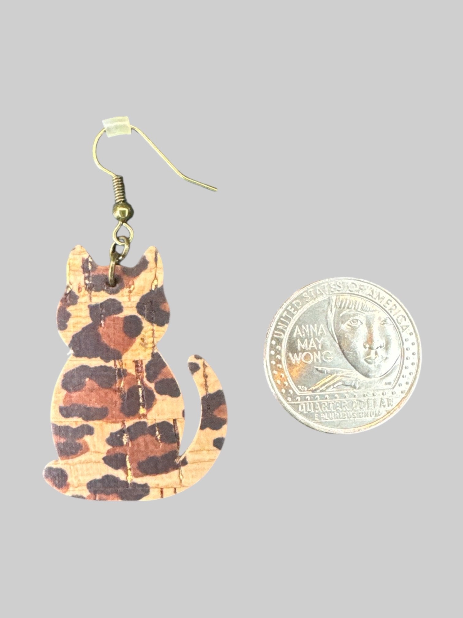 Leopard print cat earrings