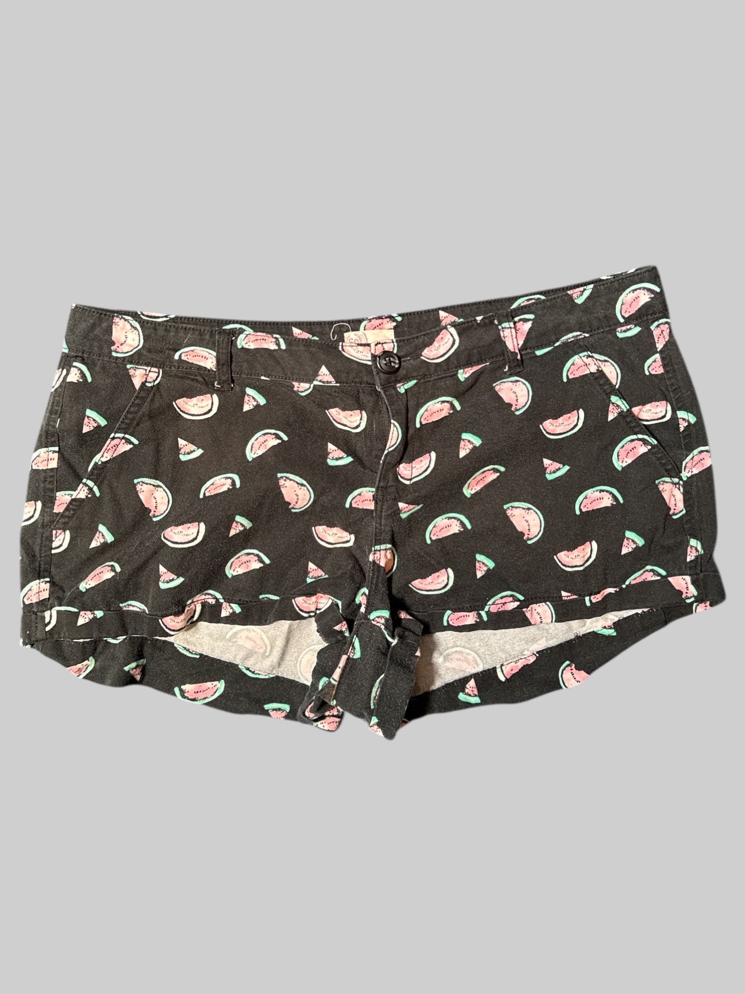 XL Black short shorts with watermelon print