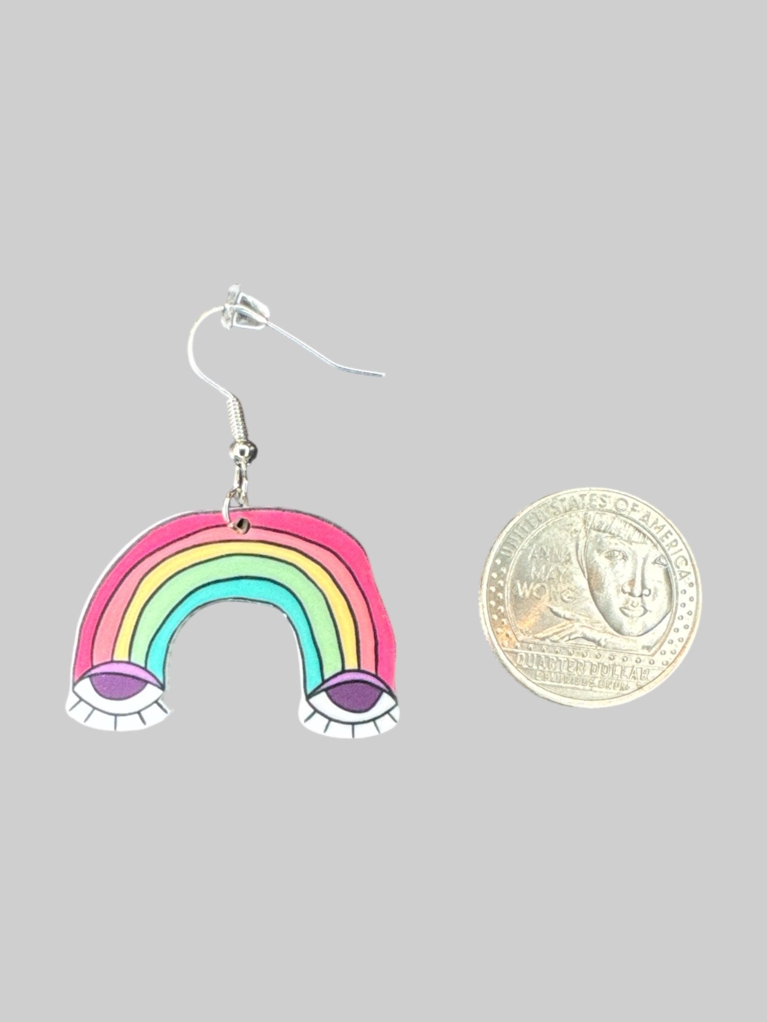 Hand designed rainbow with eyes earrings