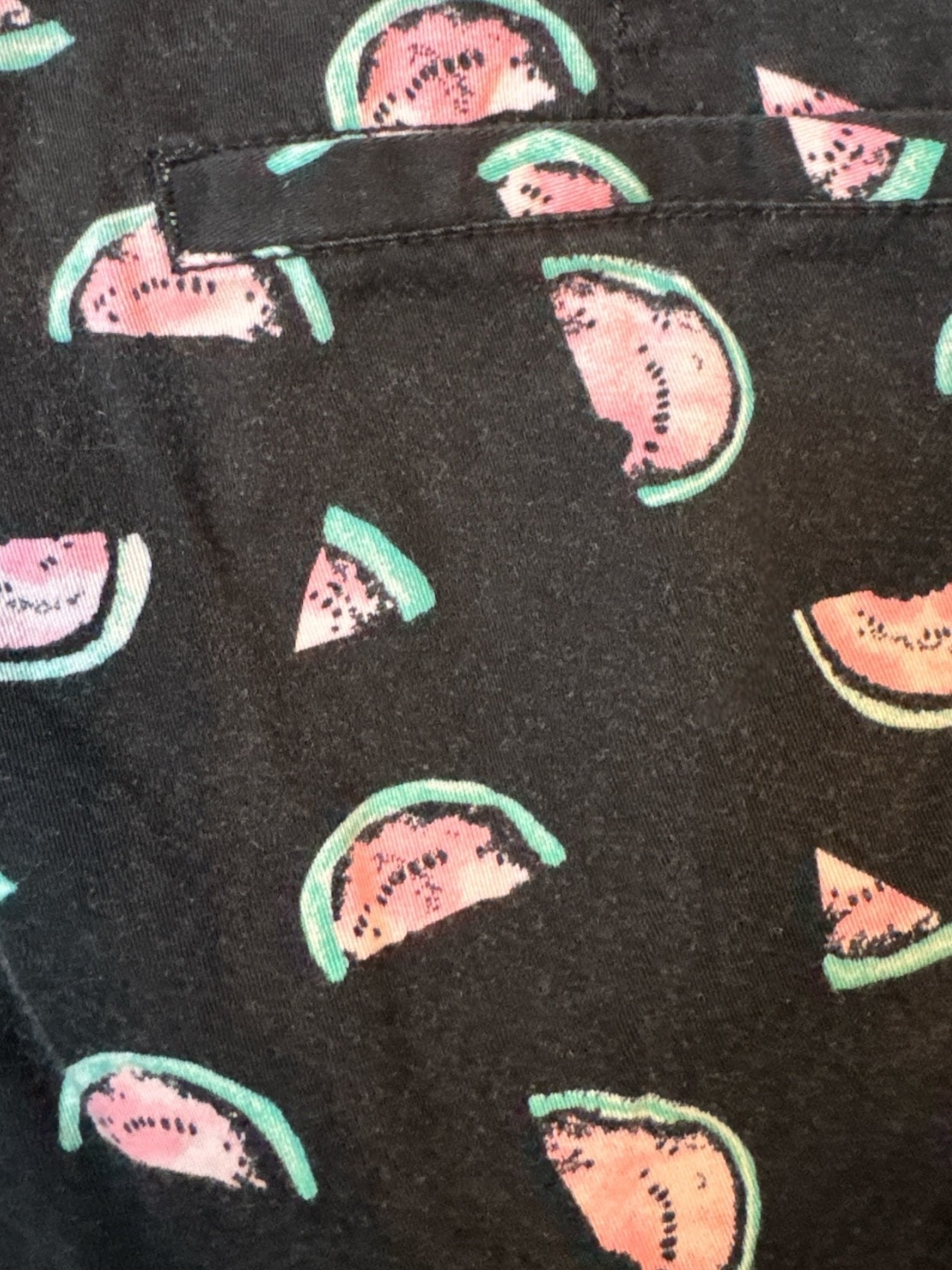 XL Black short shorts with watermelon print