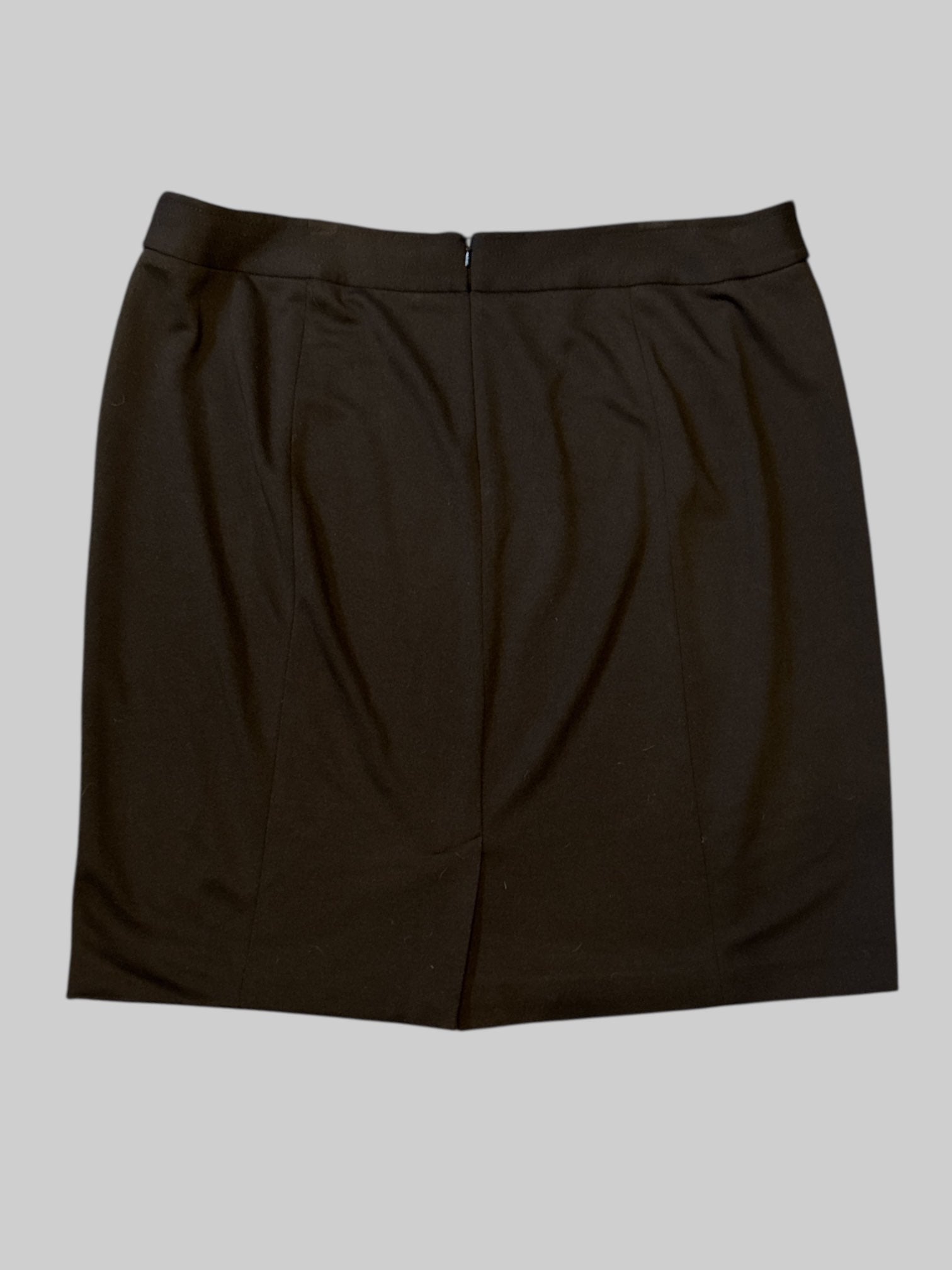 2X Black skirt with two fake zippers on front and real zipper on back