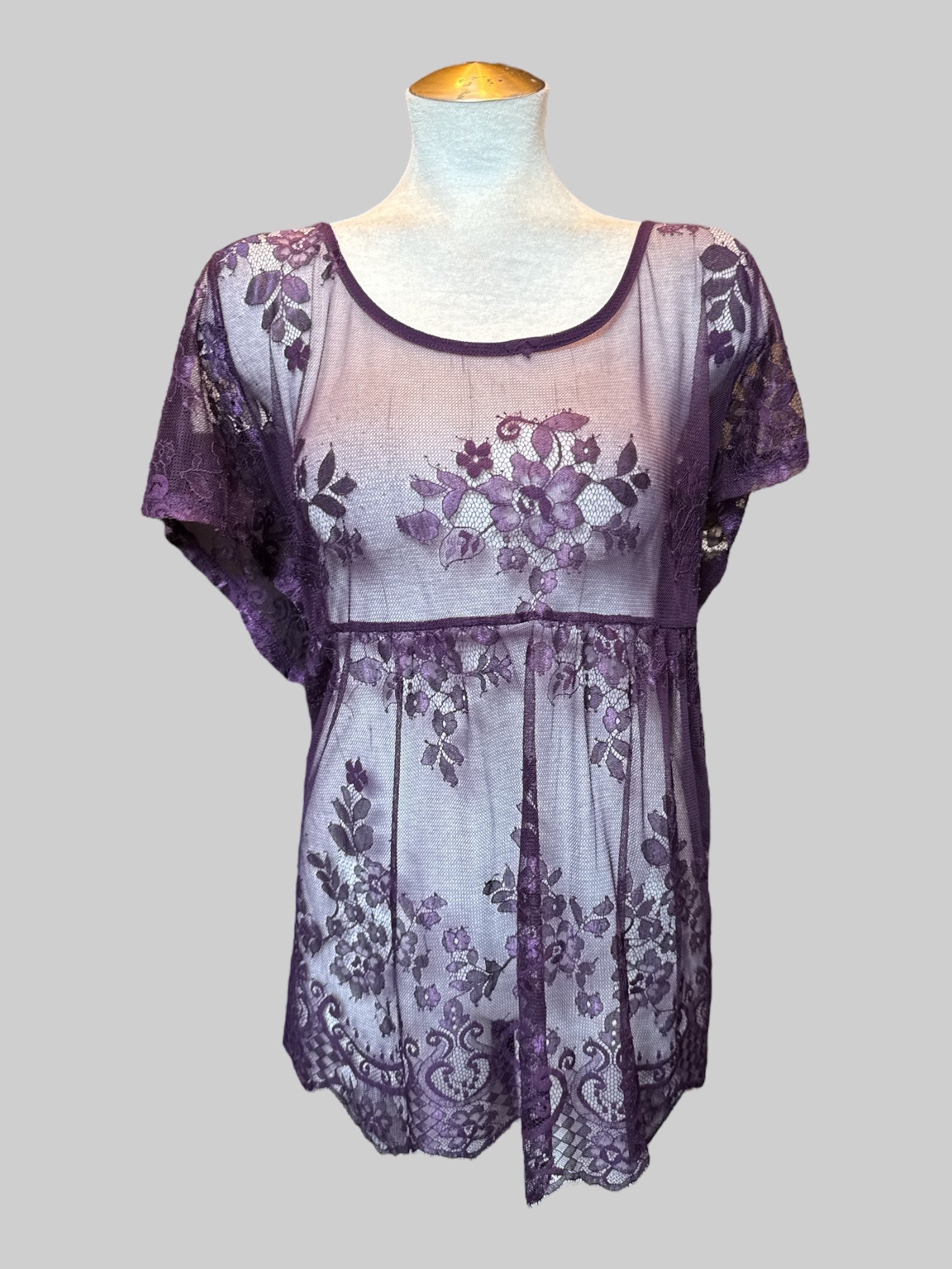 4X Purple sheer flowy floral top