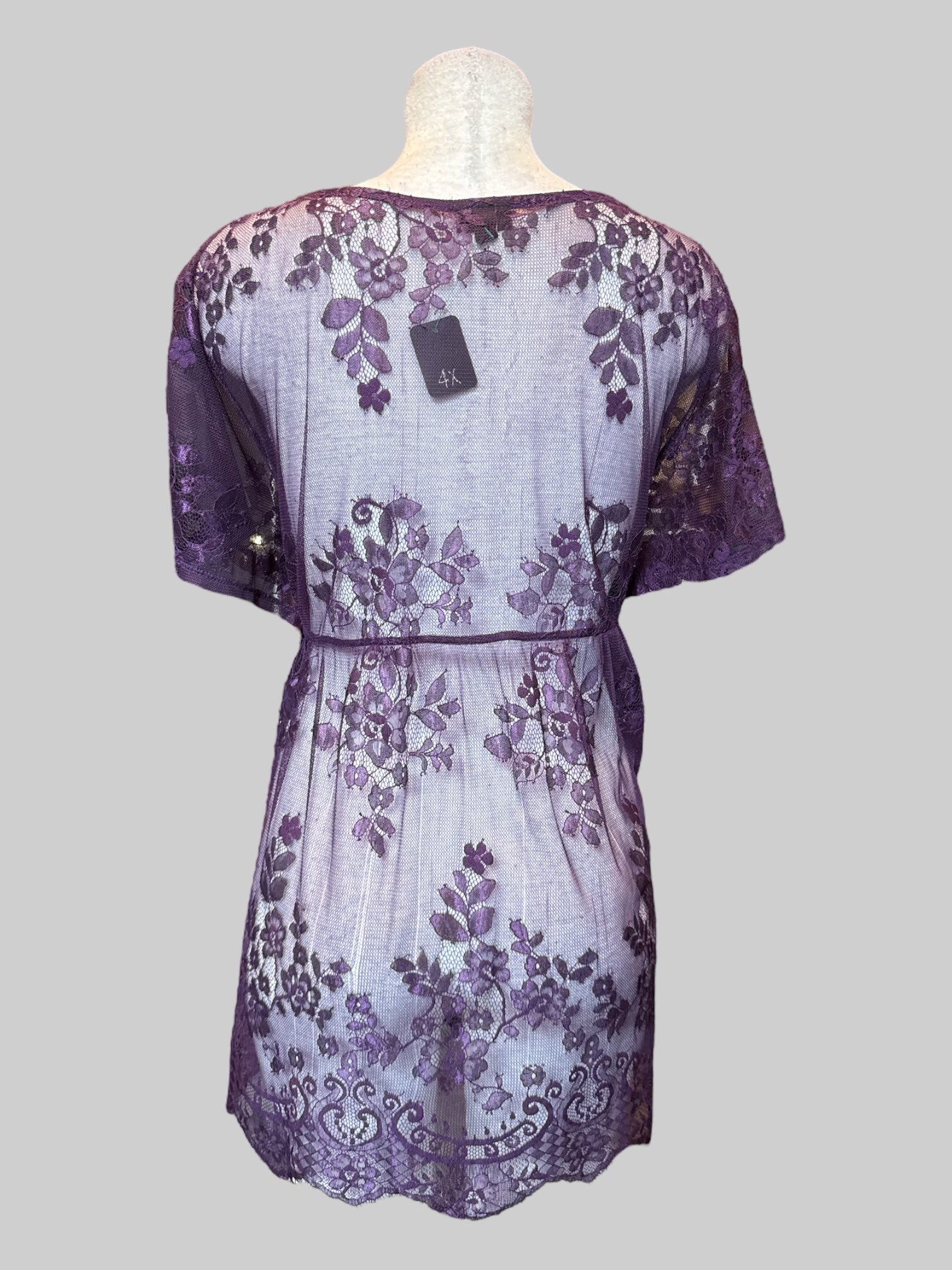 4X Purple sheer flowy floral top