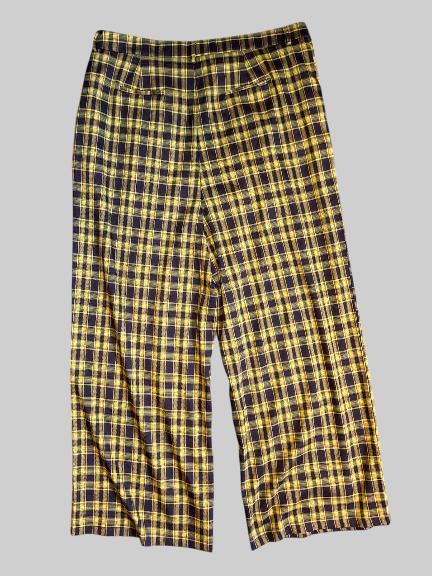 1X NWT Wide leg yellow and brown plaid pants