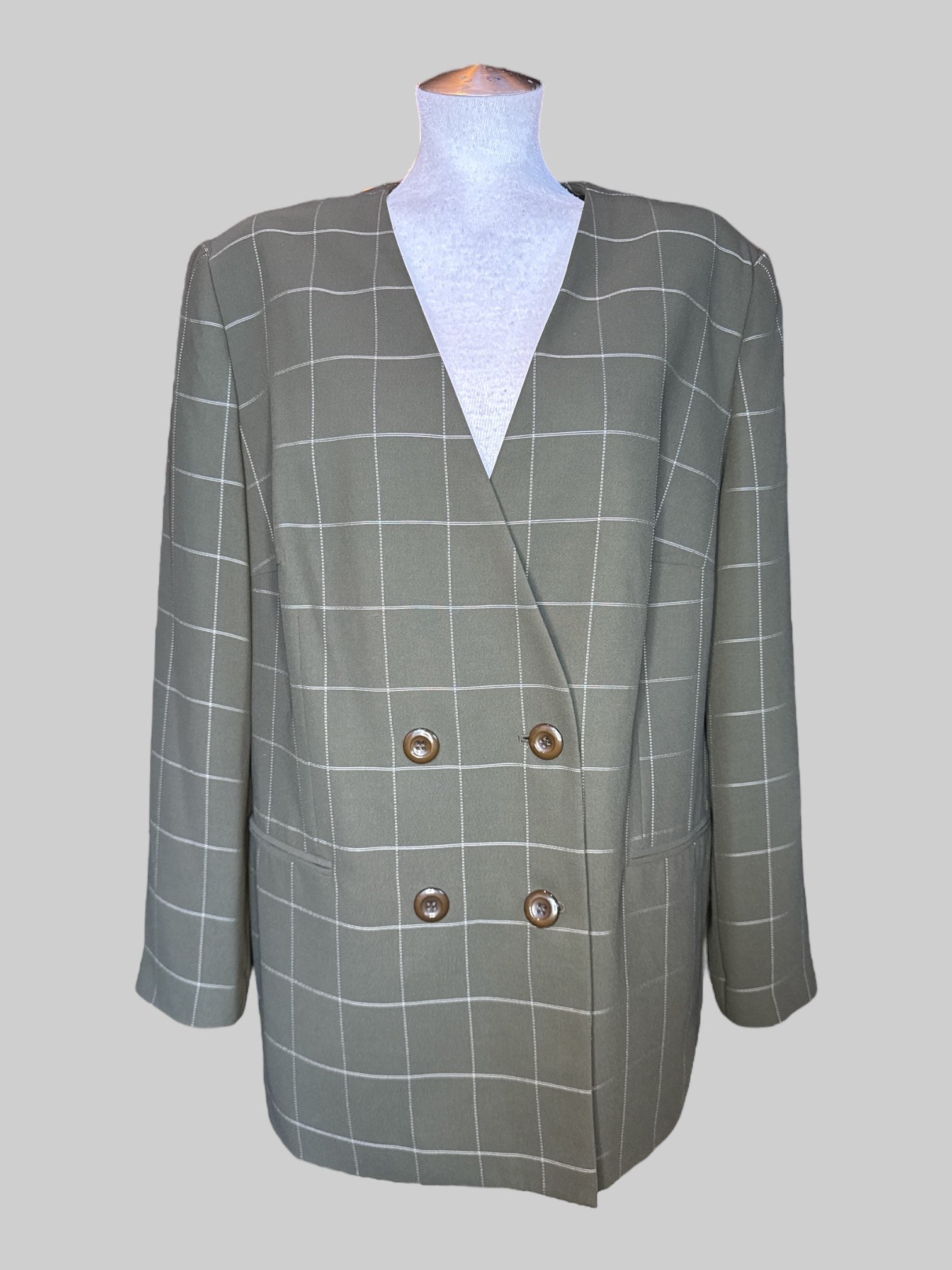 XL NWT Dark green, two piece skirt and blazer, set with shoulder pads and unopened pockets