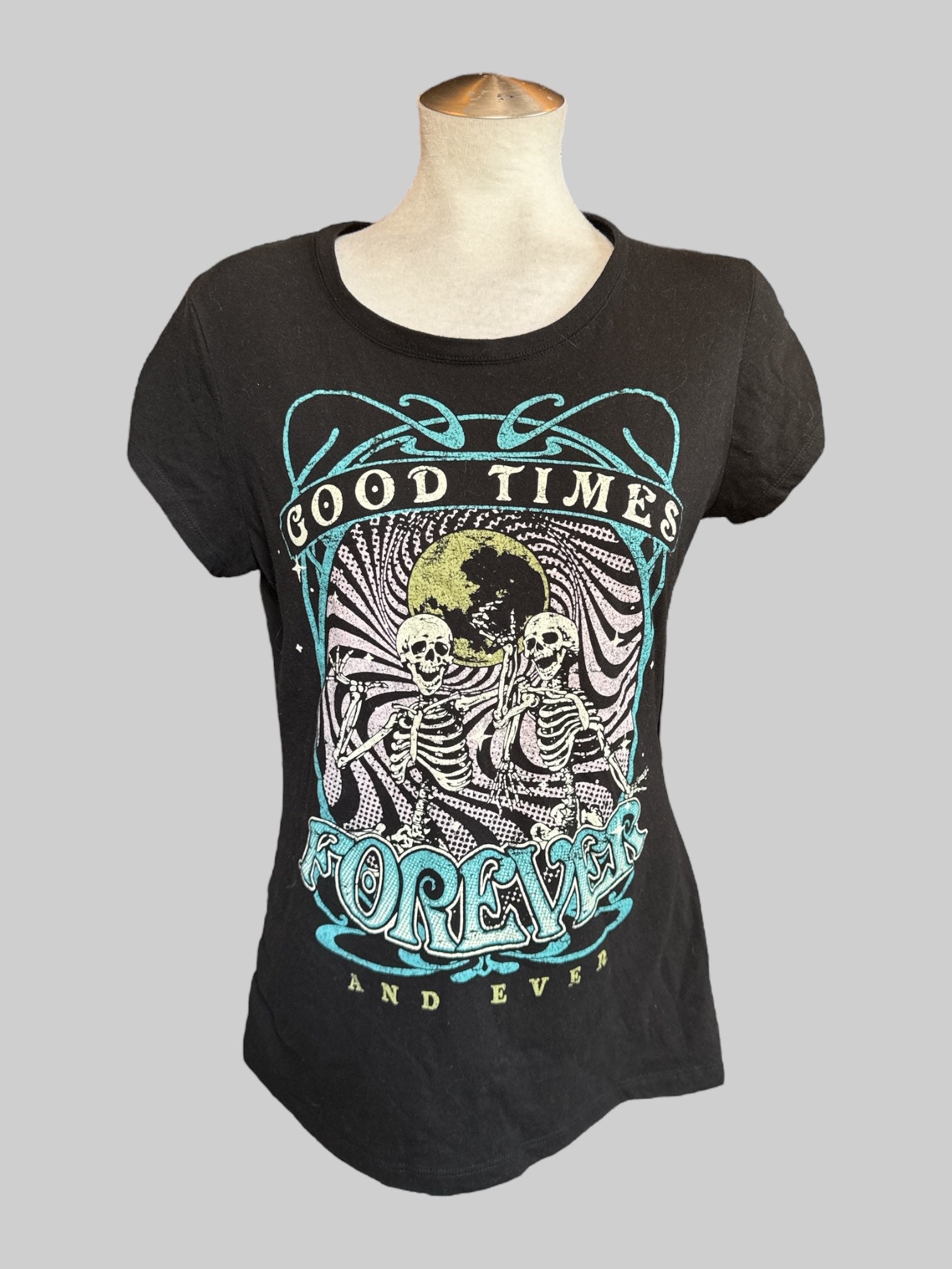0X Black “Good times forever and ever” graphic tee