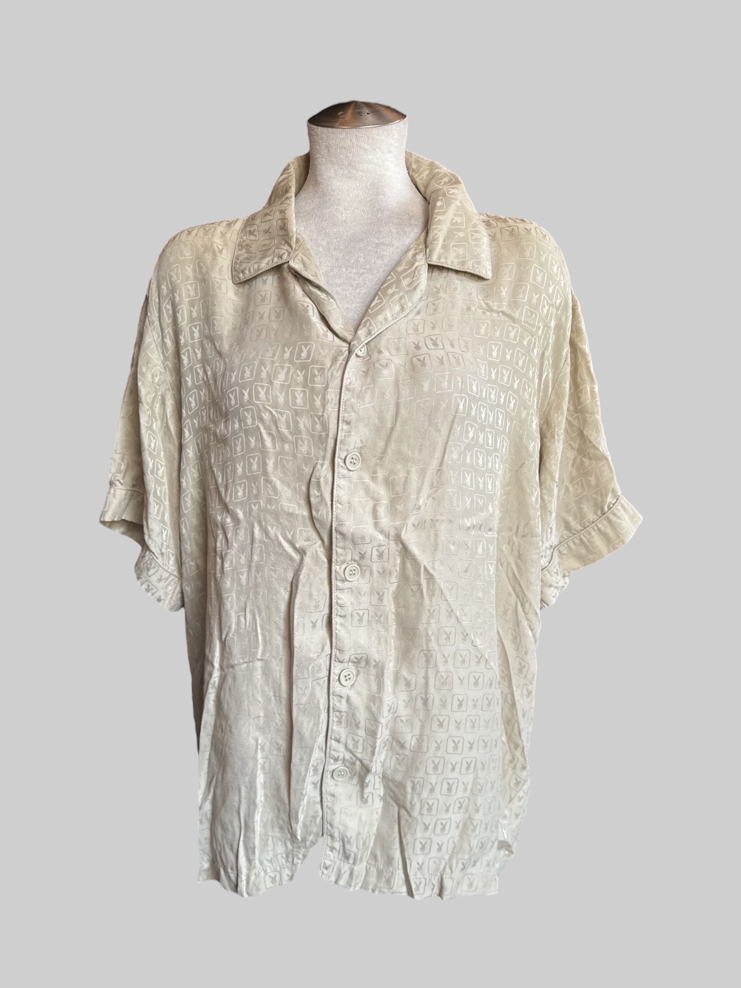 XL Vintage 80s Playboy 100% silk button down