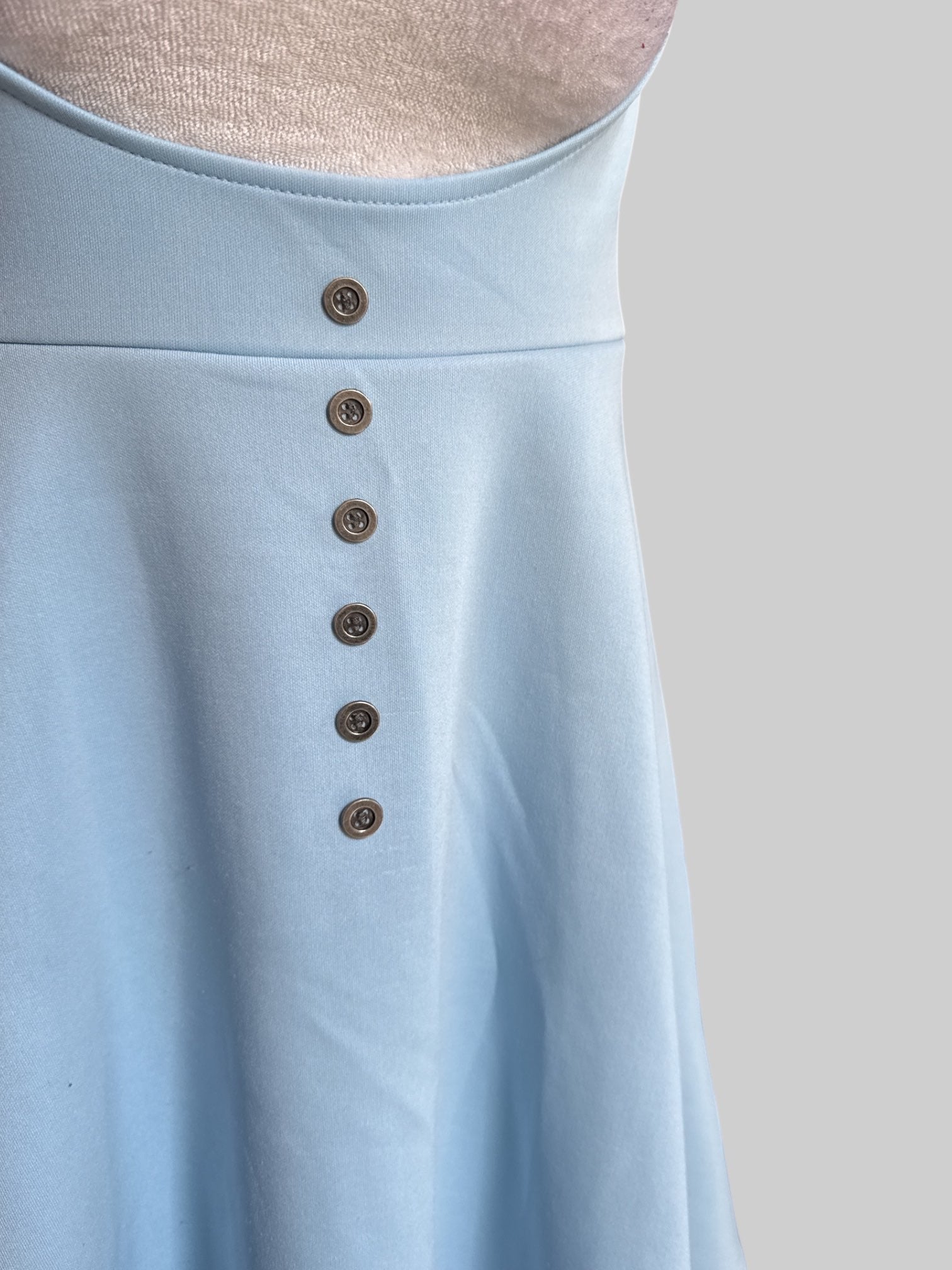 M Light blue under bus dress with fake buttons