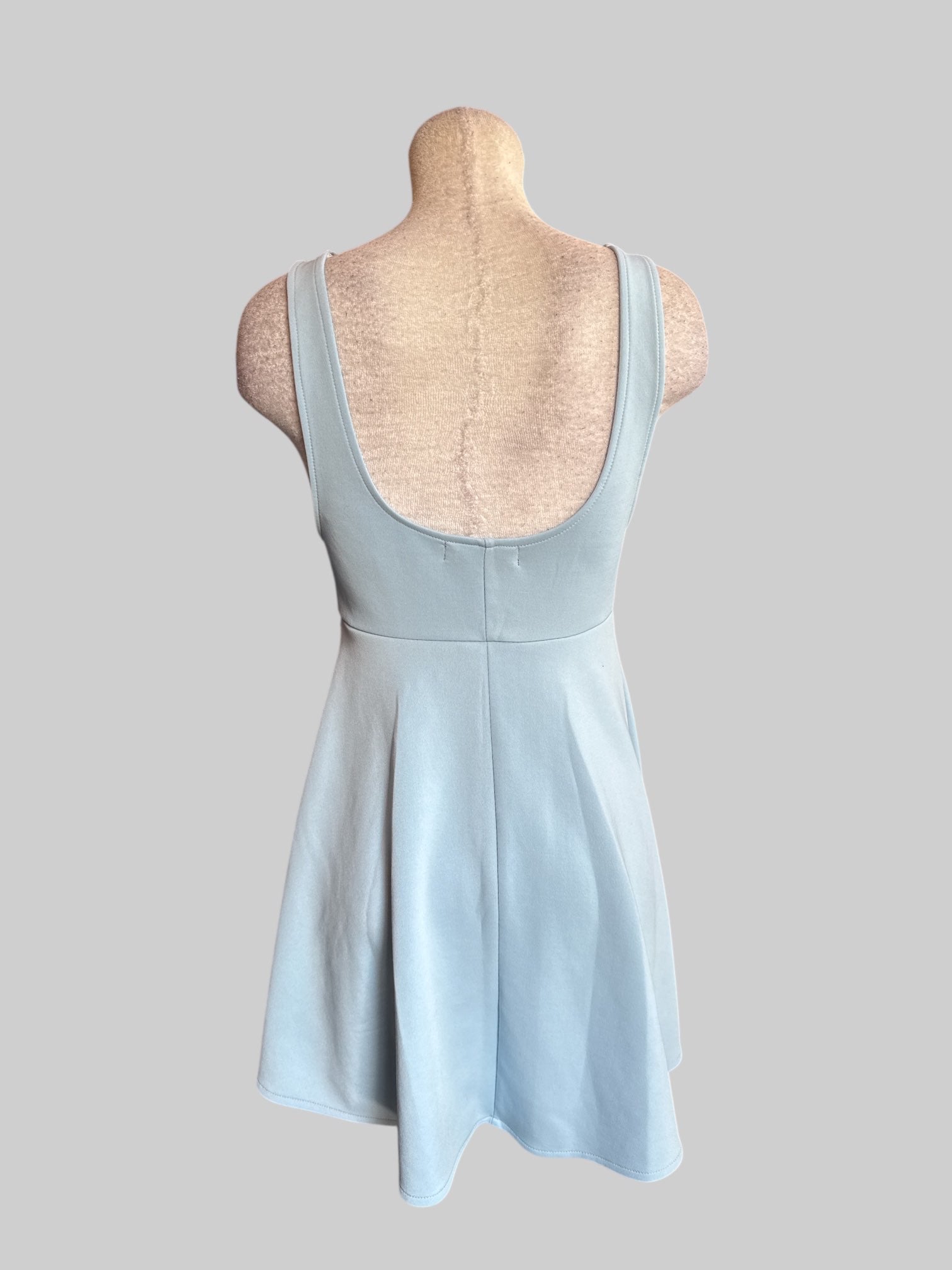 M Light blue under bus dress with fake buttons