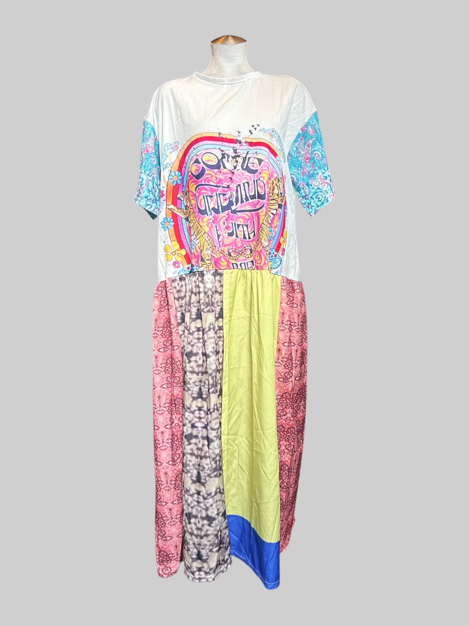 XL Multicolor funky dress with front slit