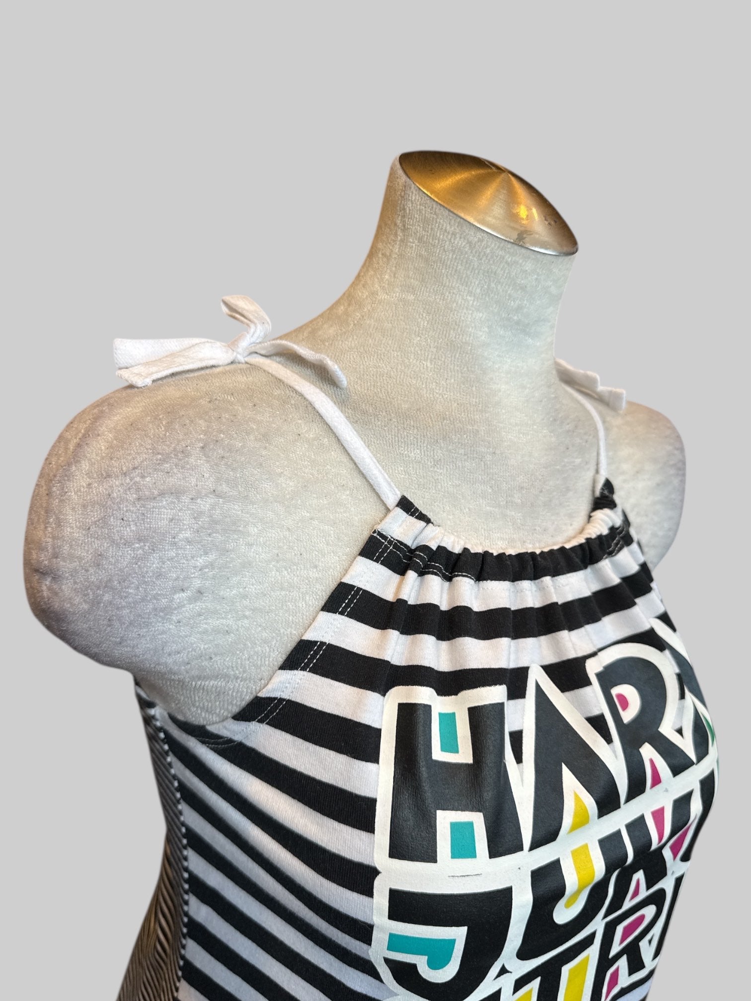 S Black and white “Harajuku Girl” mini dress with tie straps