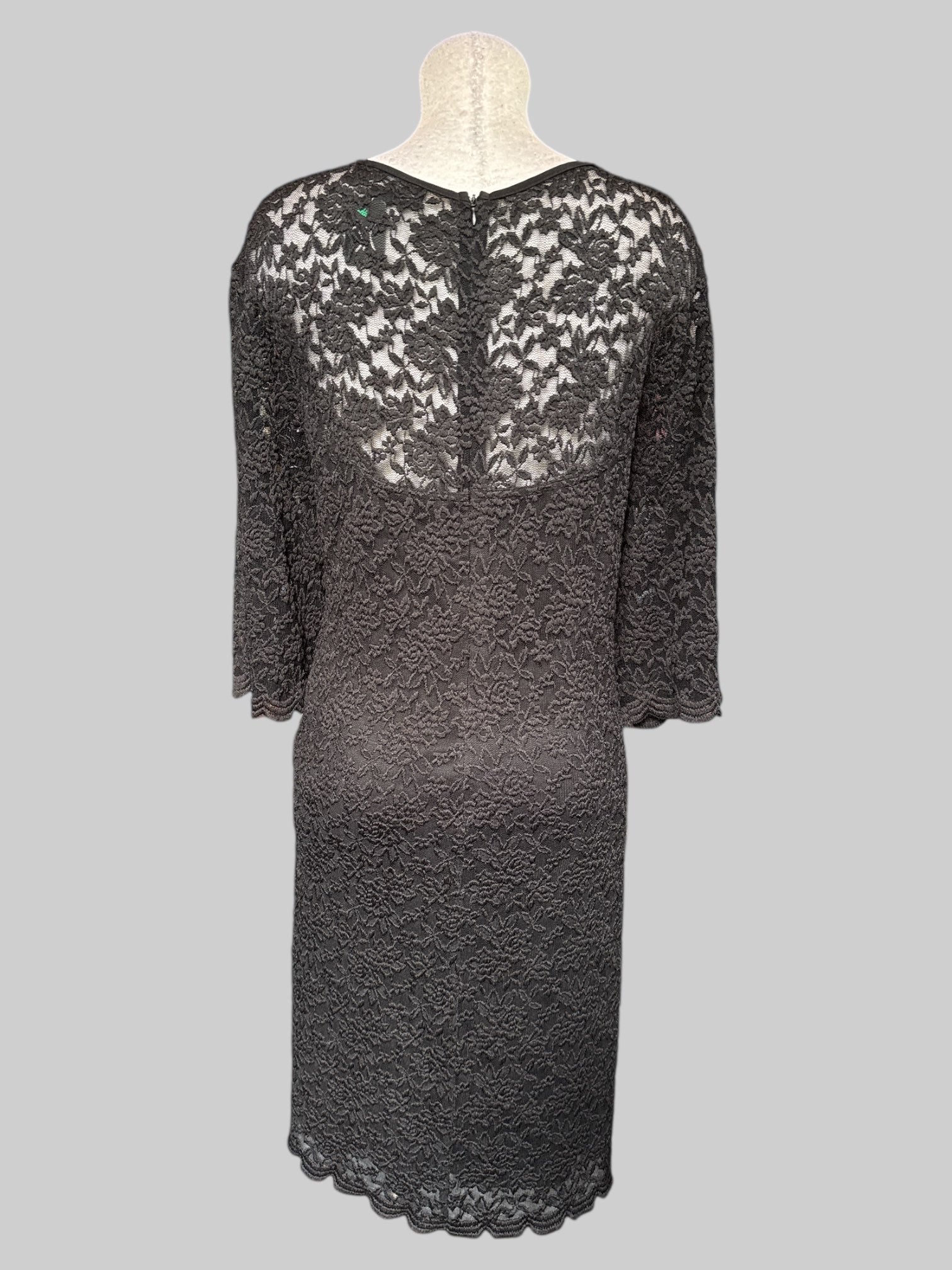 3X Black half sleeve floral lace dress