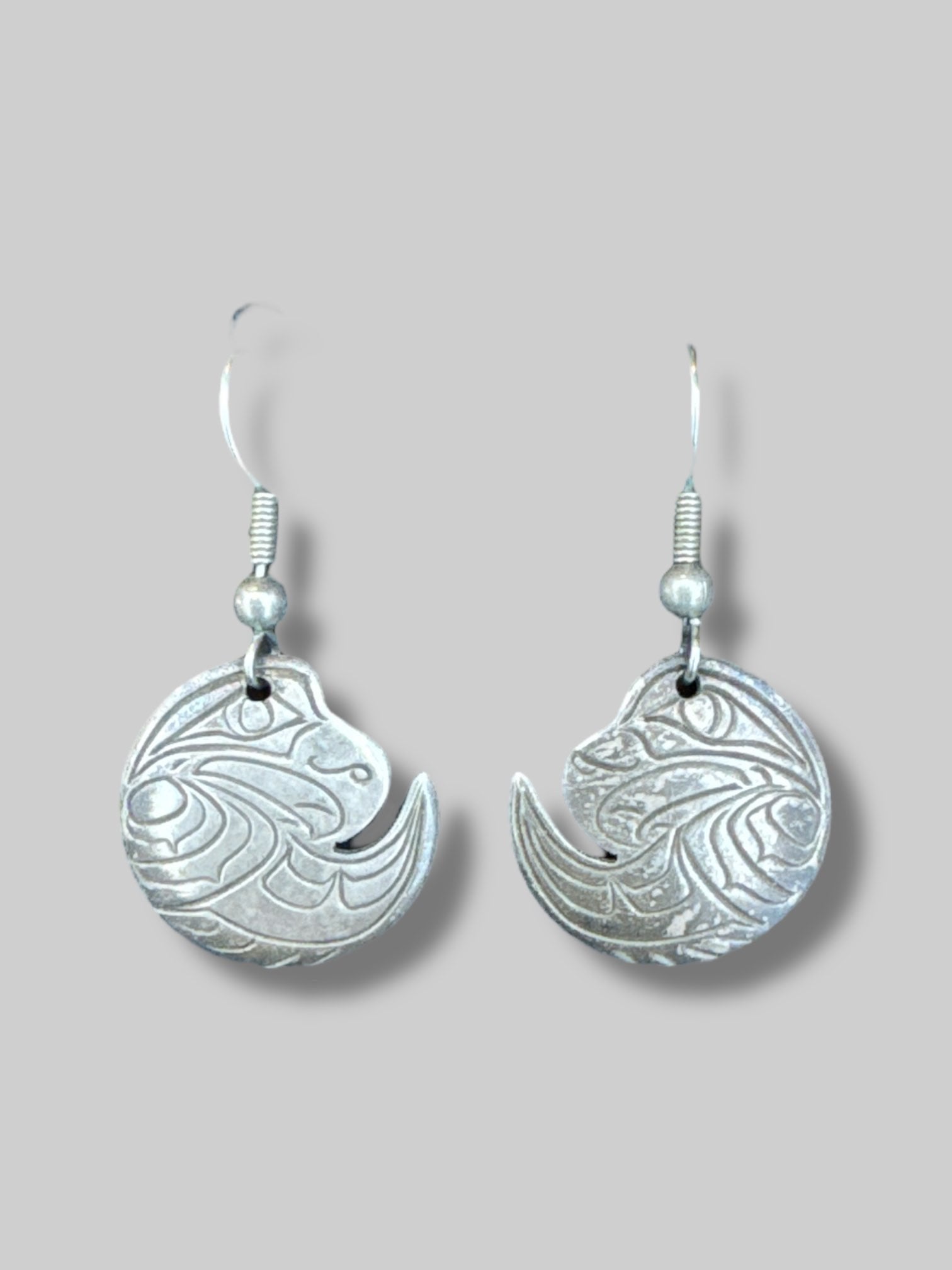 Sterling silver handmade designer earrings by artist Nancy Dawson