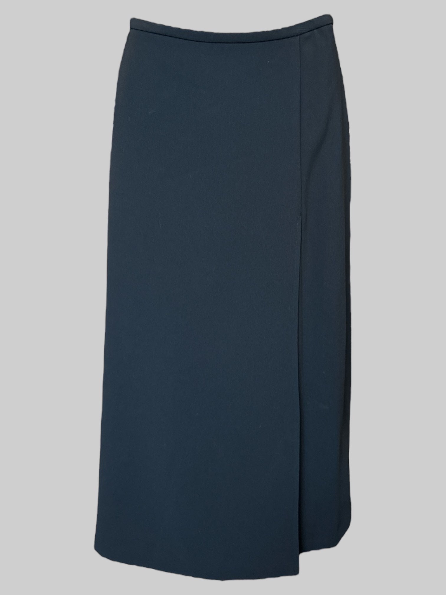 XL Black long faux wrap skirt with zipper on side