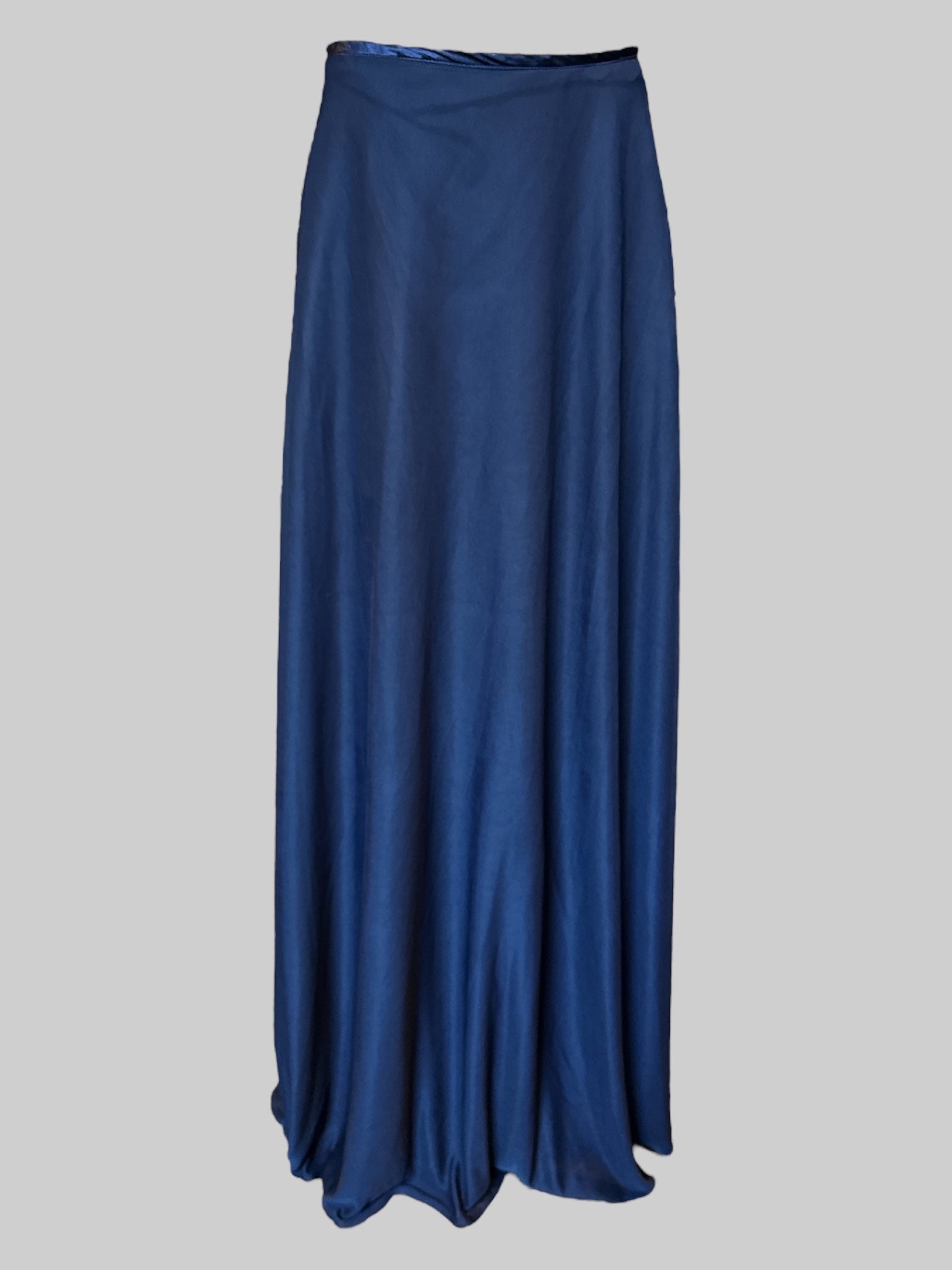 1X Navy blue long skirt with mesh overlay and zipper on back