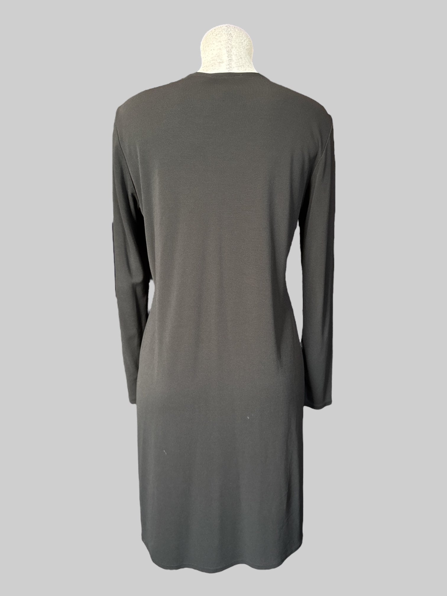 L Black long sleeve button-down dress