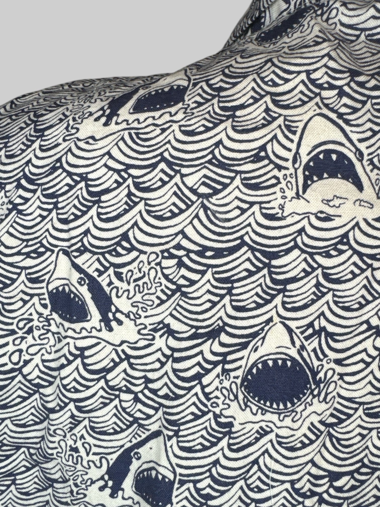 0X White sleeveless top with shark and wave, print, and tie on front