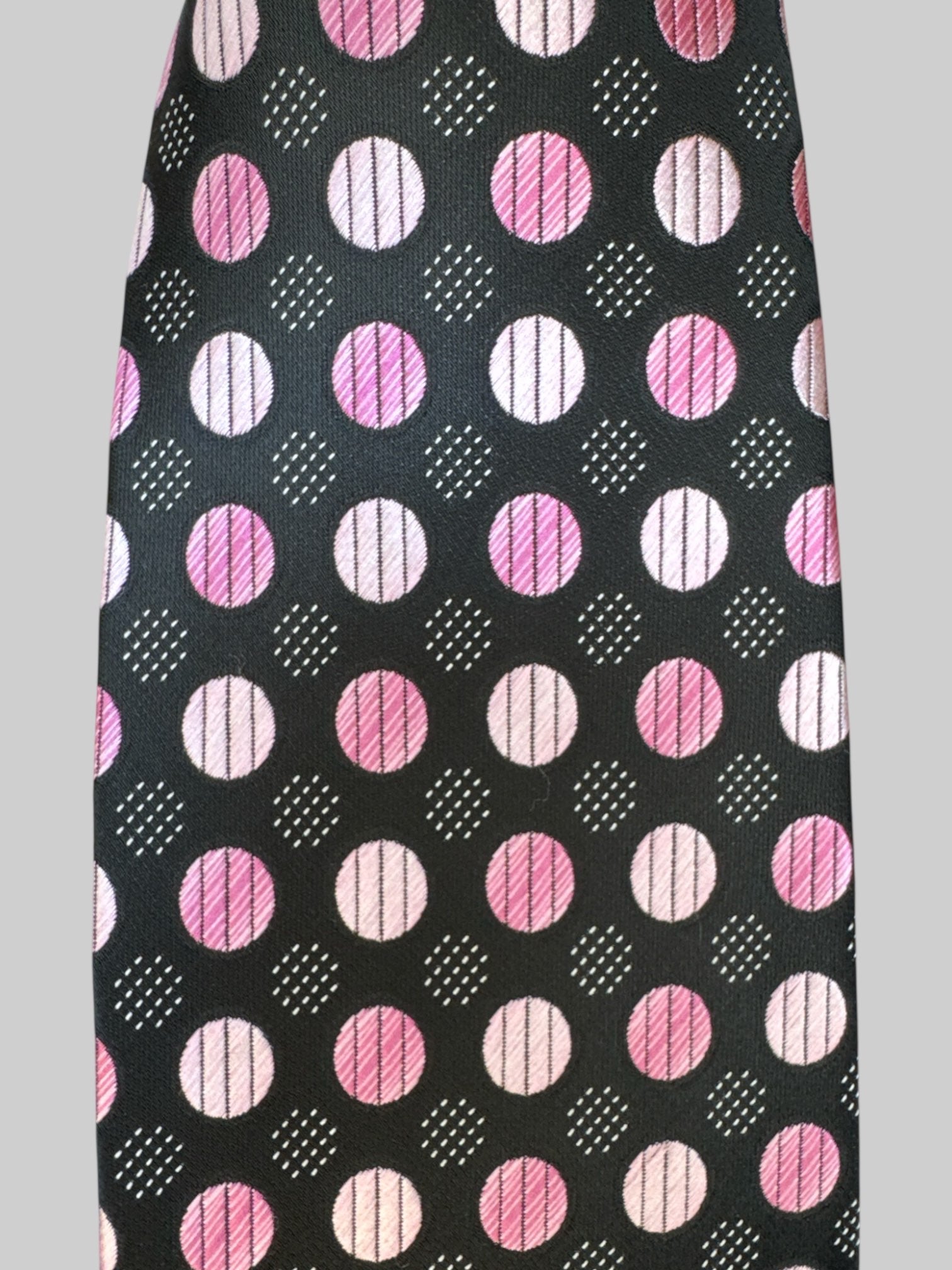 Black tie with shades of pink polkadots