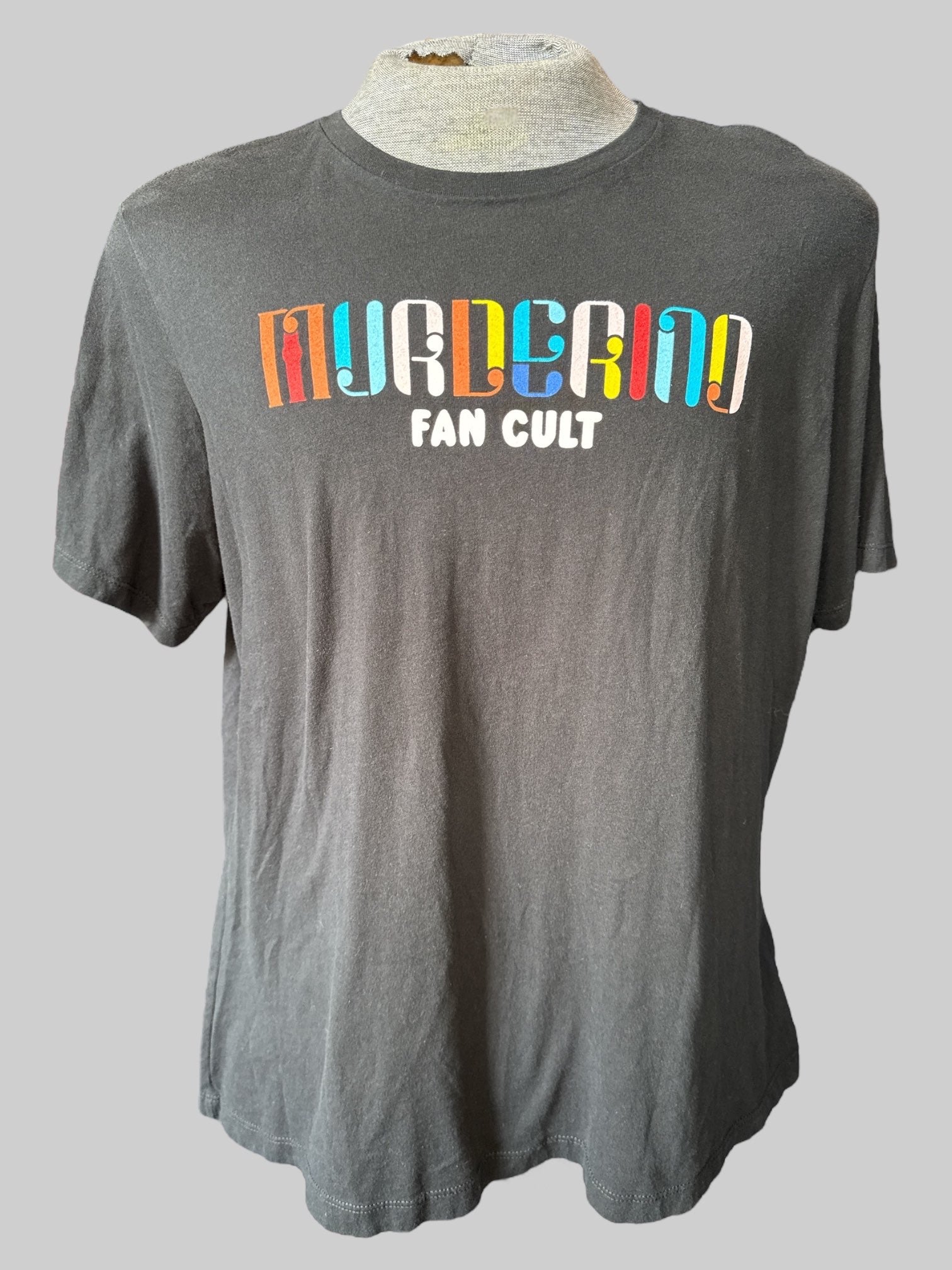 2X Black tee with “Murderino fan cult” graphic