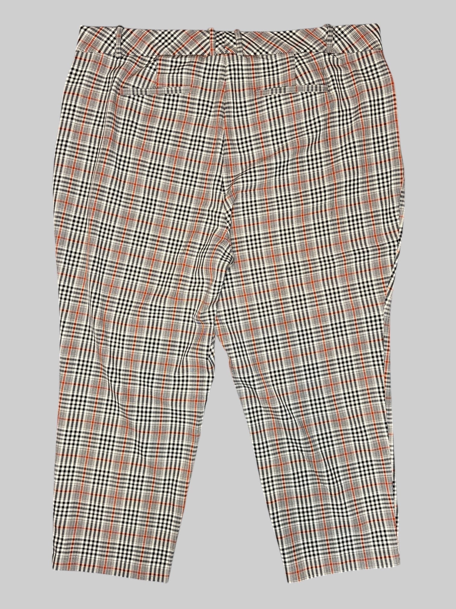 3X Off-white orange and black plaid pants with pockets and belt loops