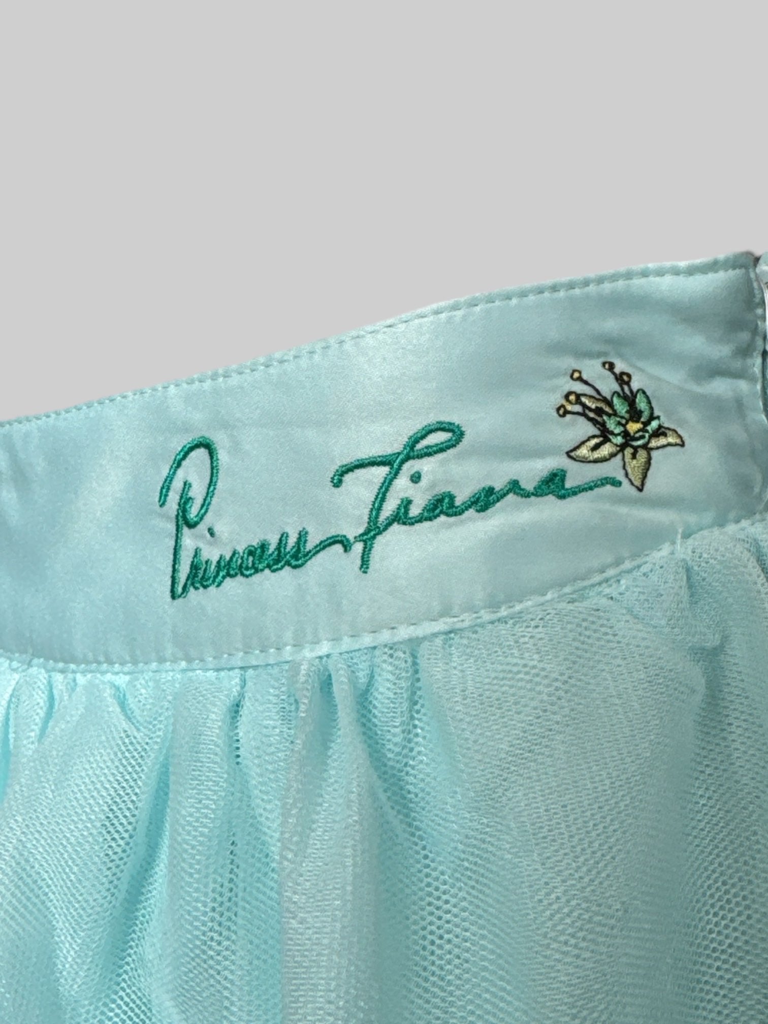 L NWT Color Me Courtney princess Tiana blue, green, and yellow maxi skirt with ruffles and tule