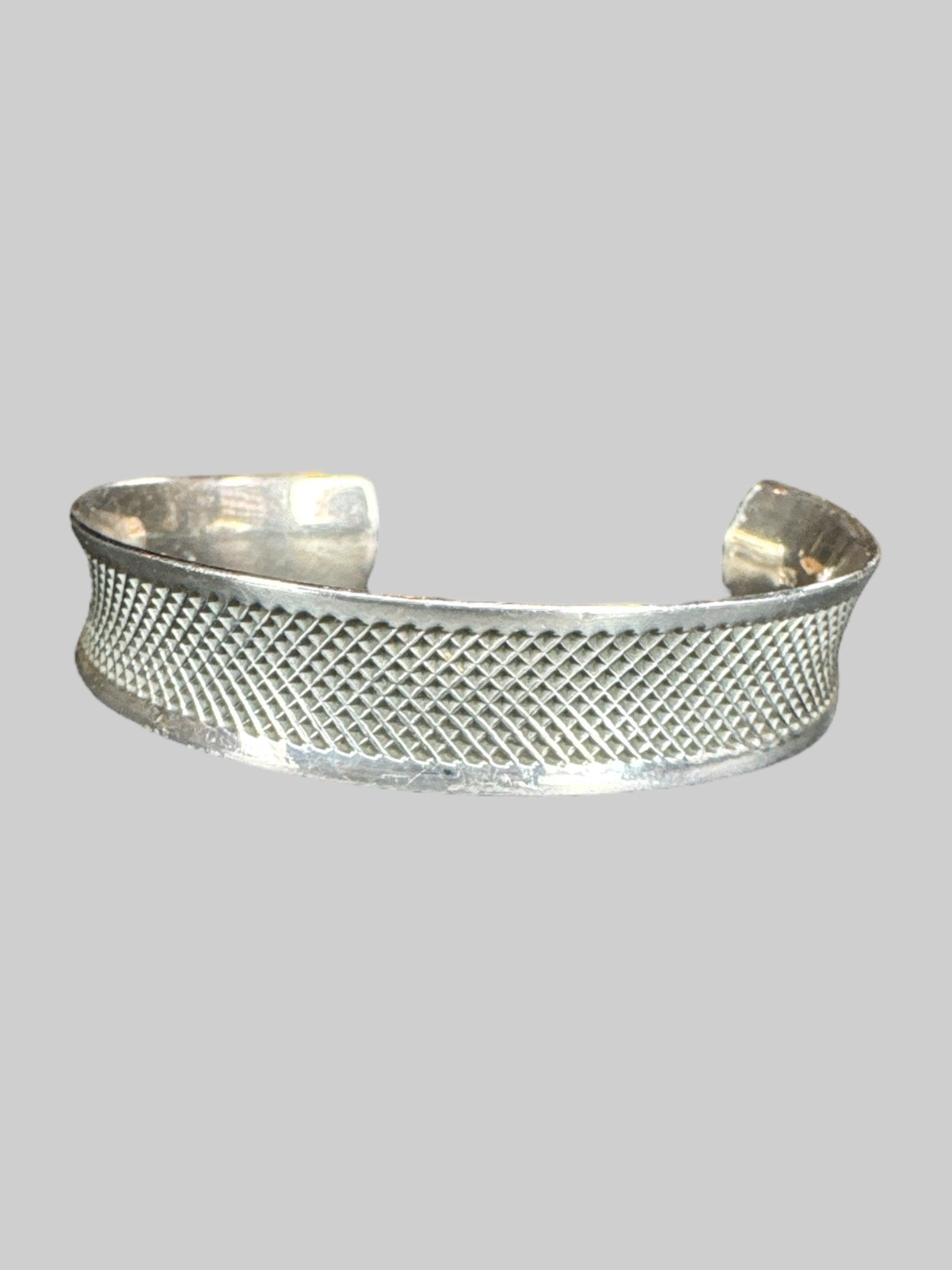 Sterling silver adjustable textured cuff bracelet