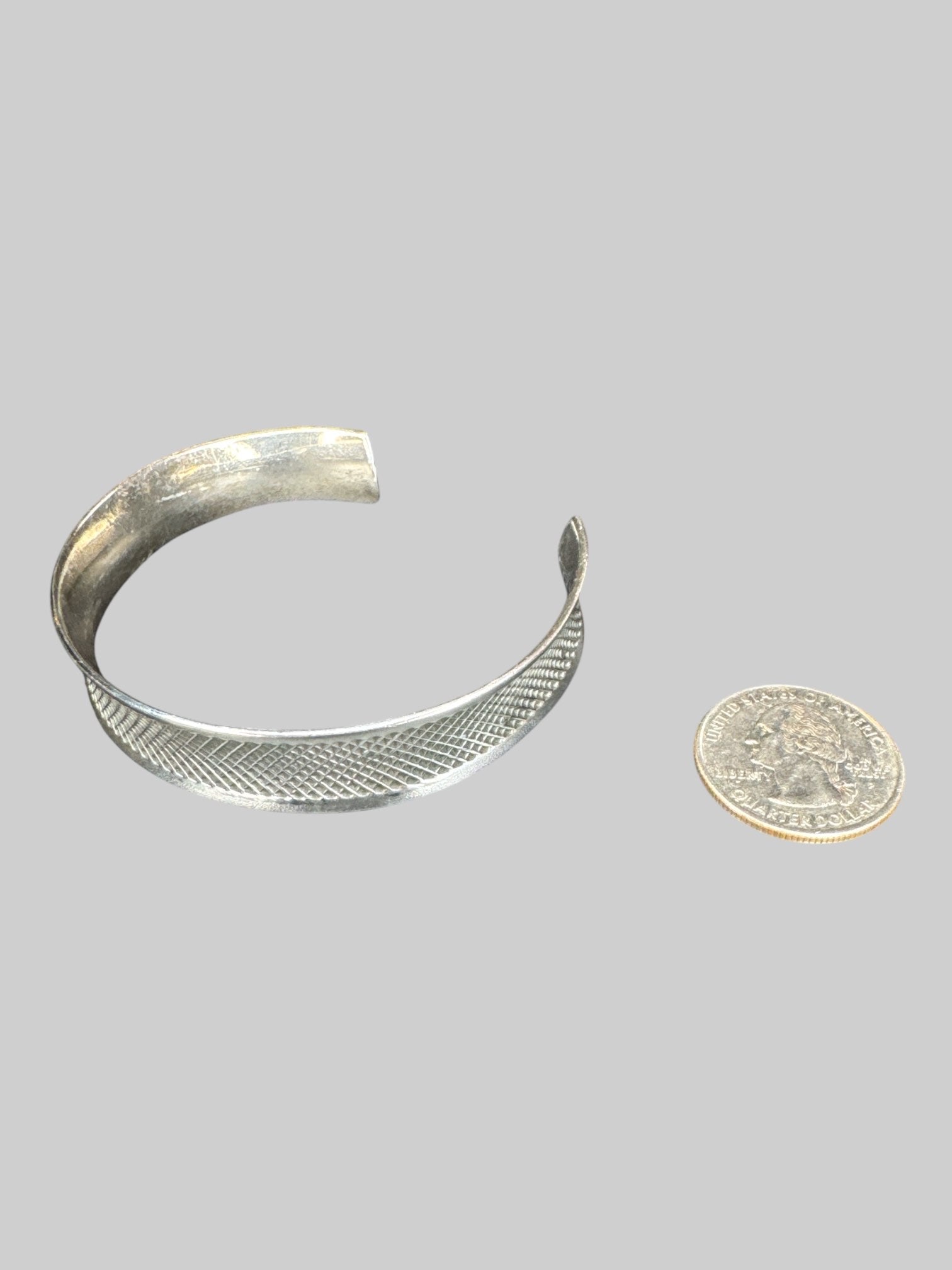 Sterling silver adjustable textured cuff bracelet