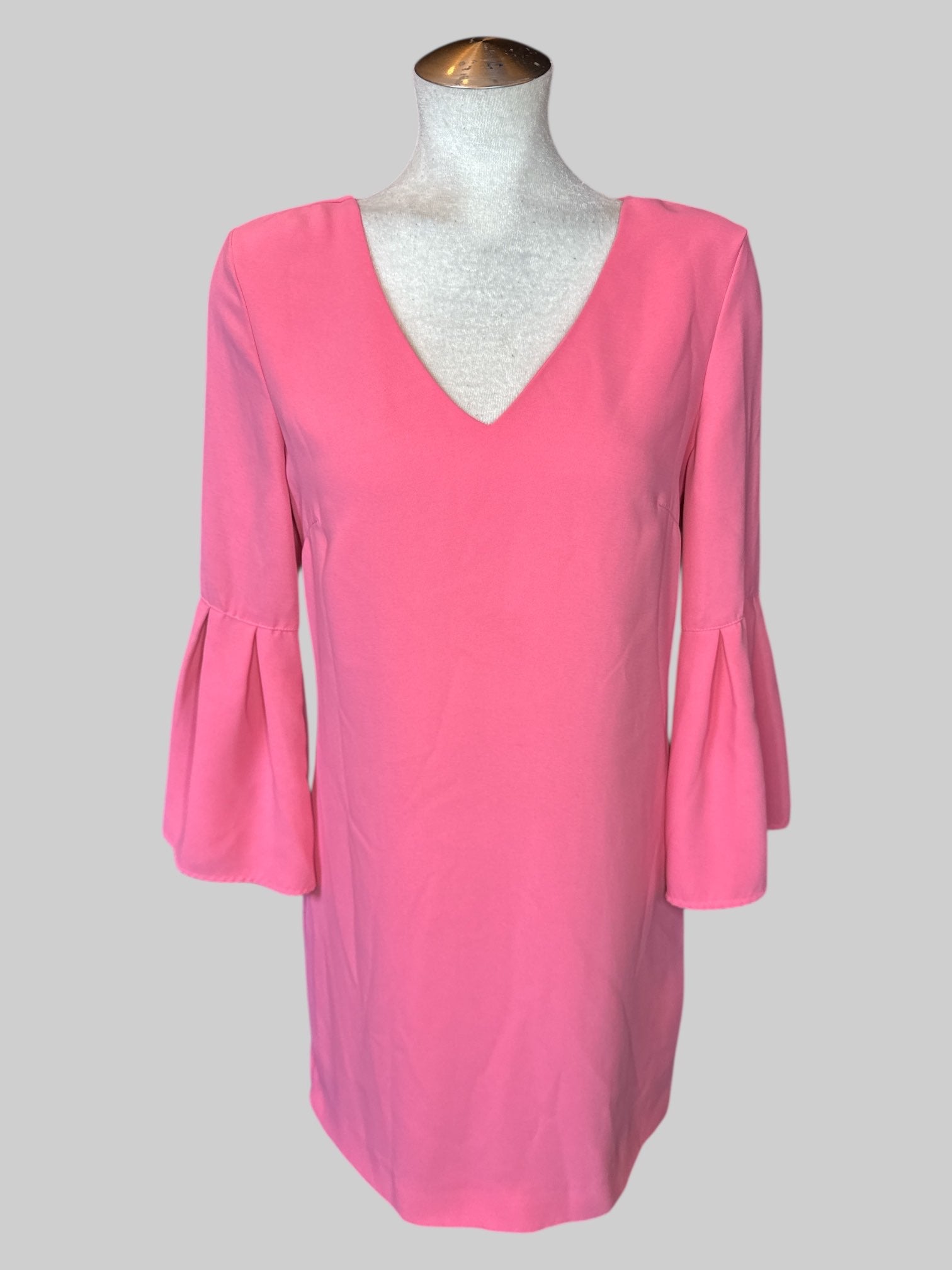 M Pink long sleeve dress with flared sleeves