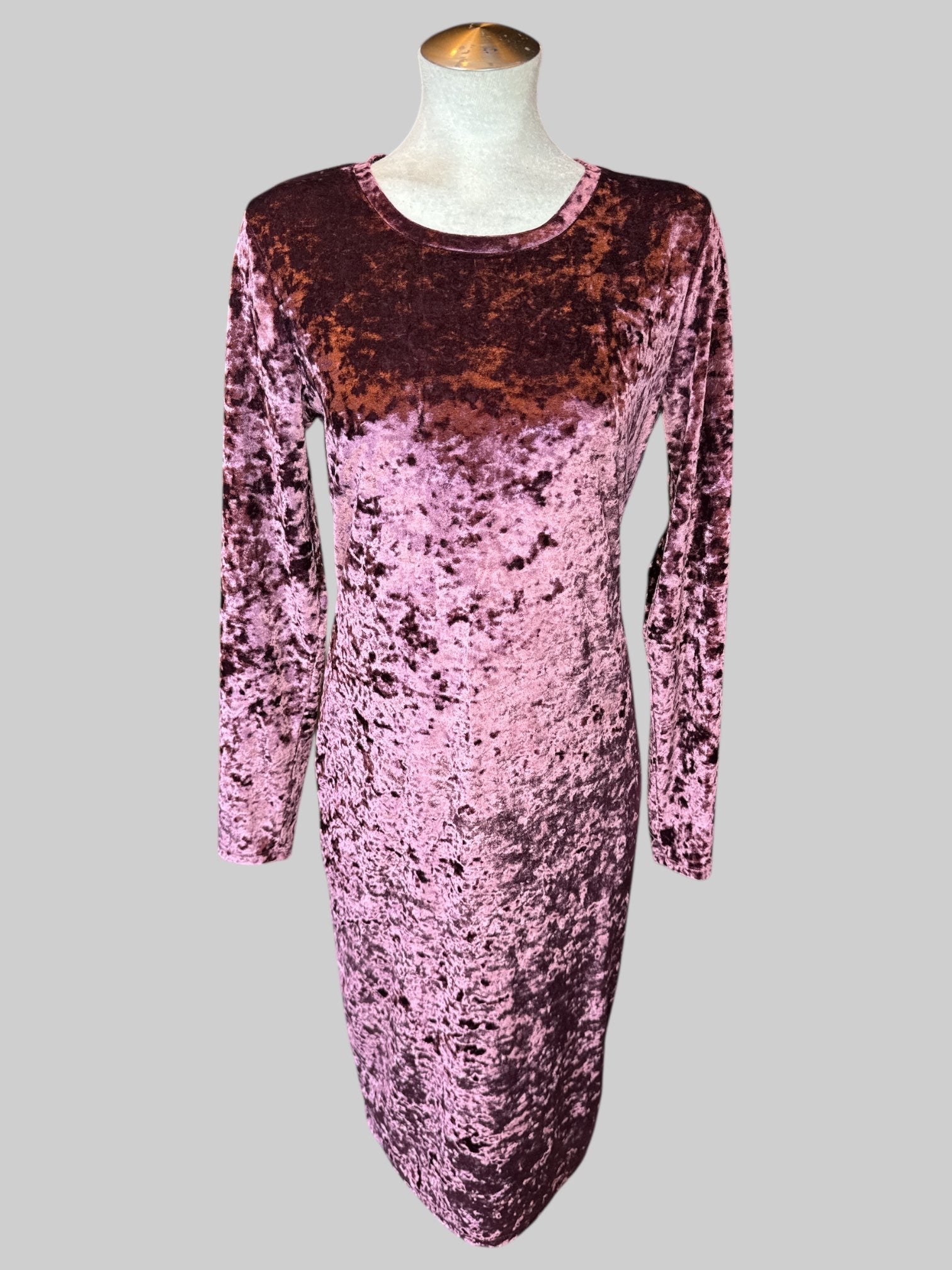 L Burgundy velvet long sleeve bodycon dress