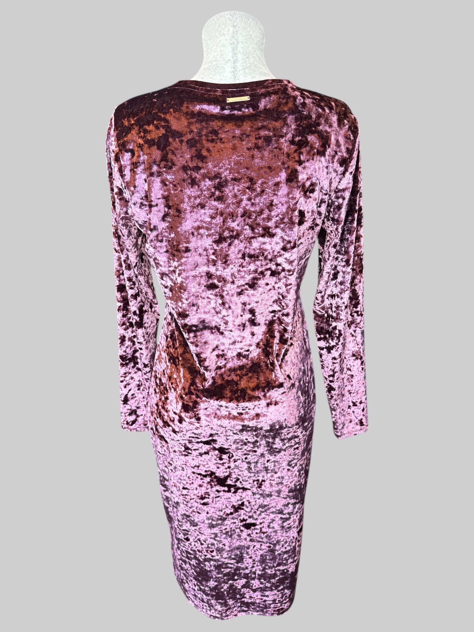 L Burgundy velvet long sleeve bodycon dress