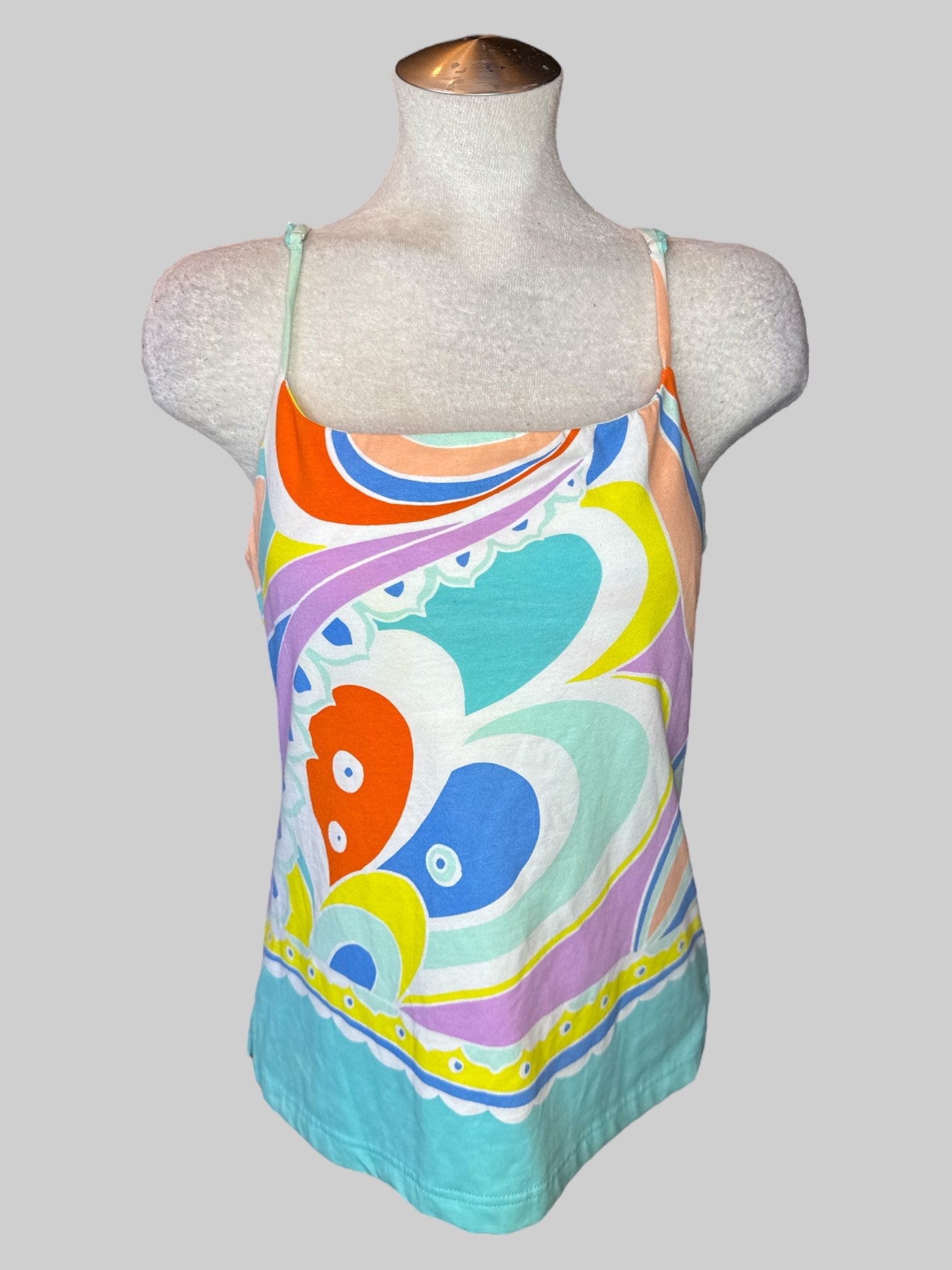 L NWT white sleeveless top with multicolor Paisley design