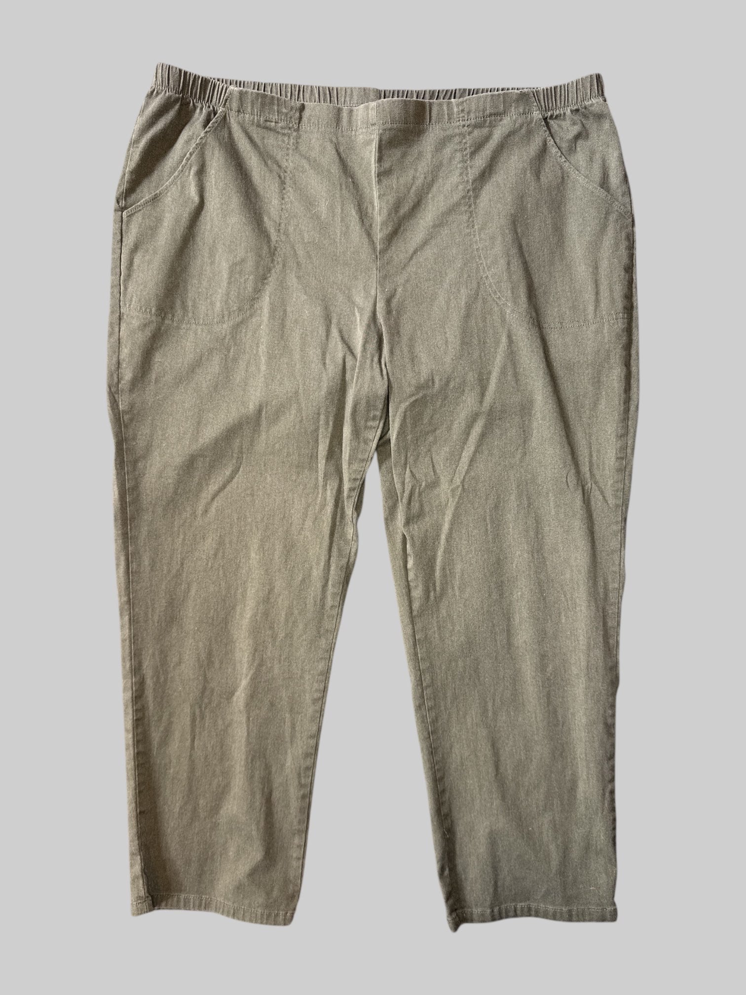 2X Vintage green stretchy pants with pockets