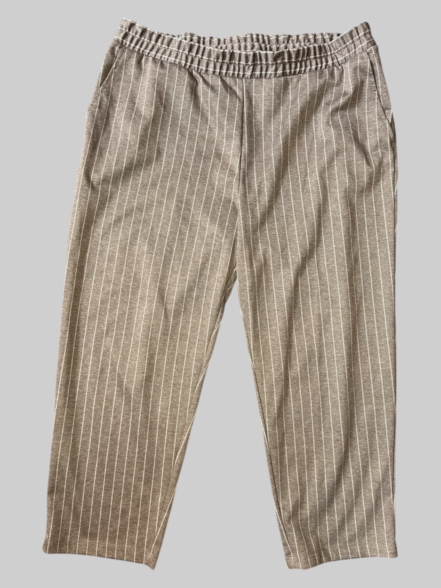 0X Brown and white striped stretchy pants with pockets