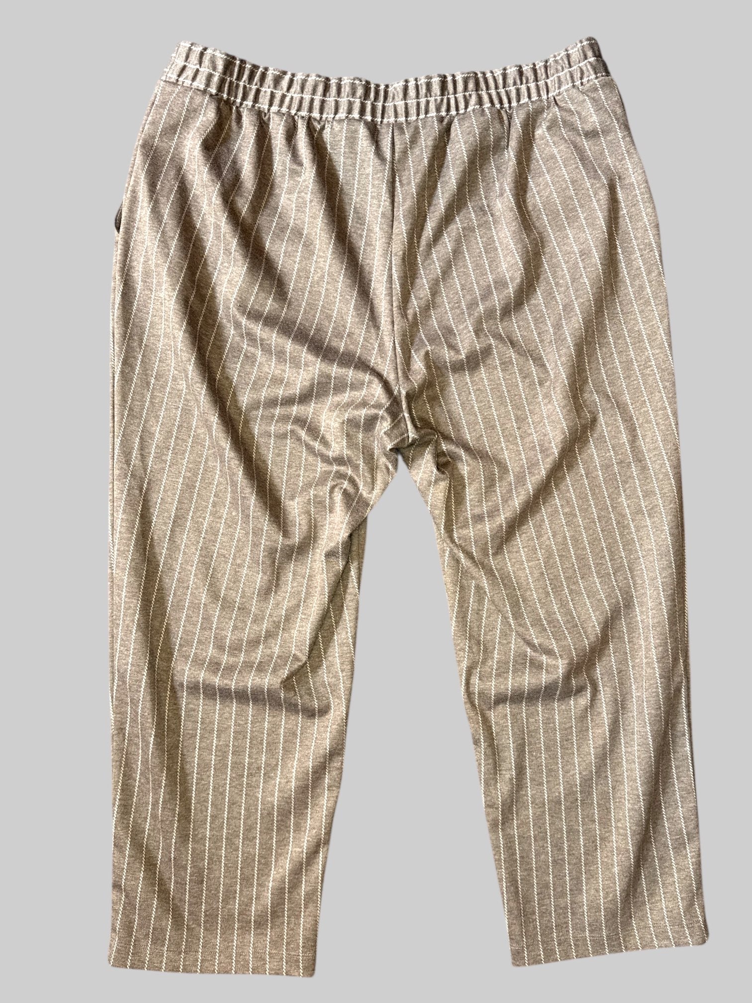 0X Brown and white striped stretchy pants with pockets