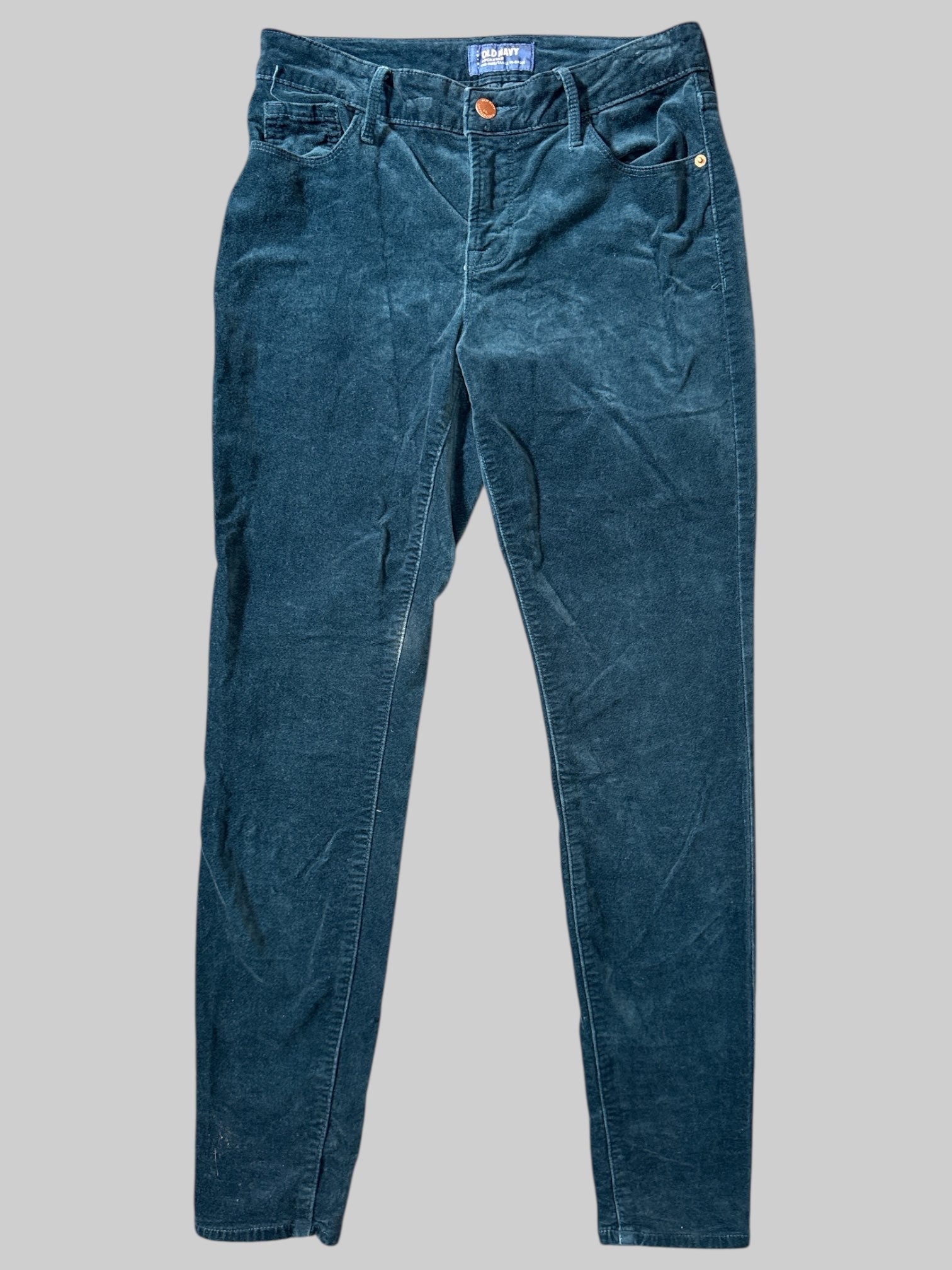 M Dark teal velvet jeans with pockets