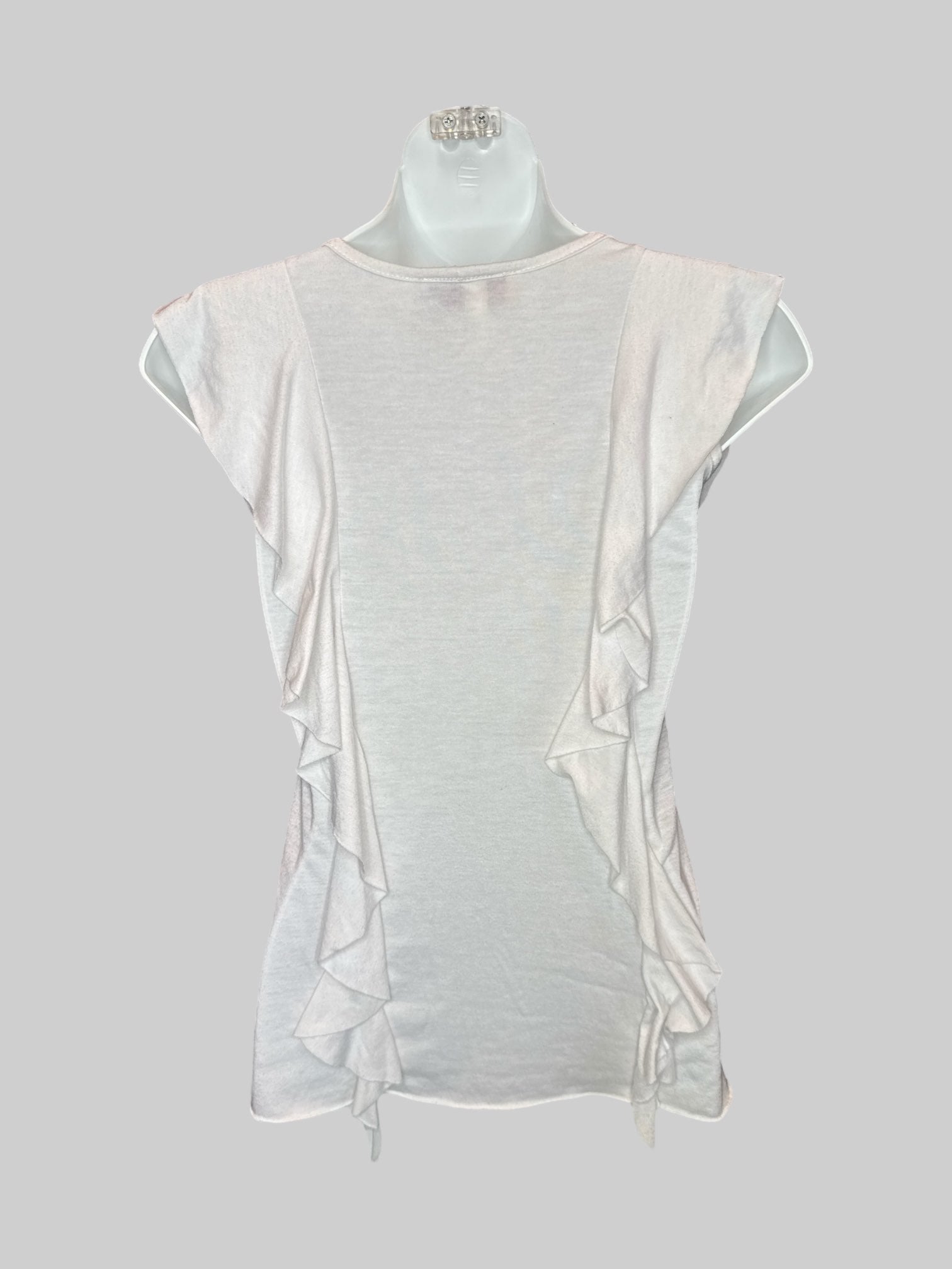 S White flowy soft top with ruffle designs