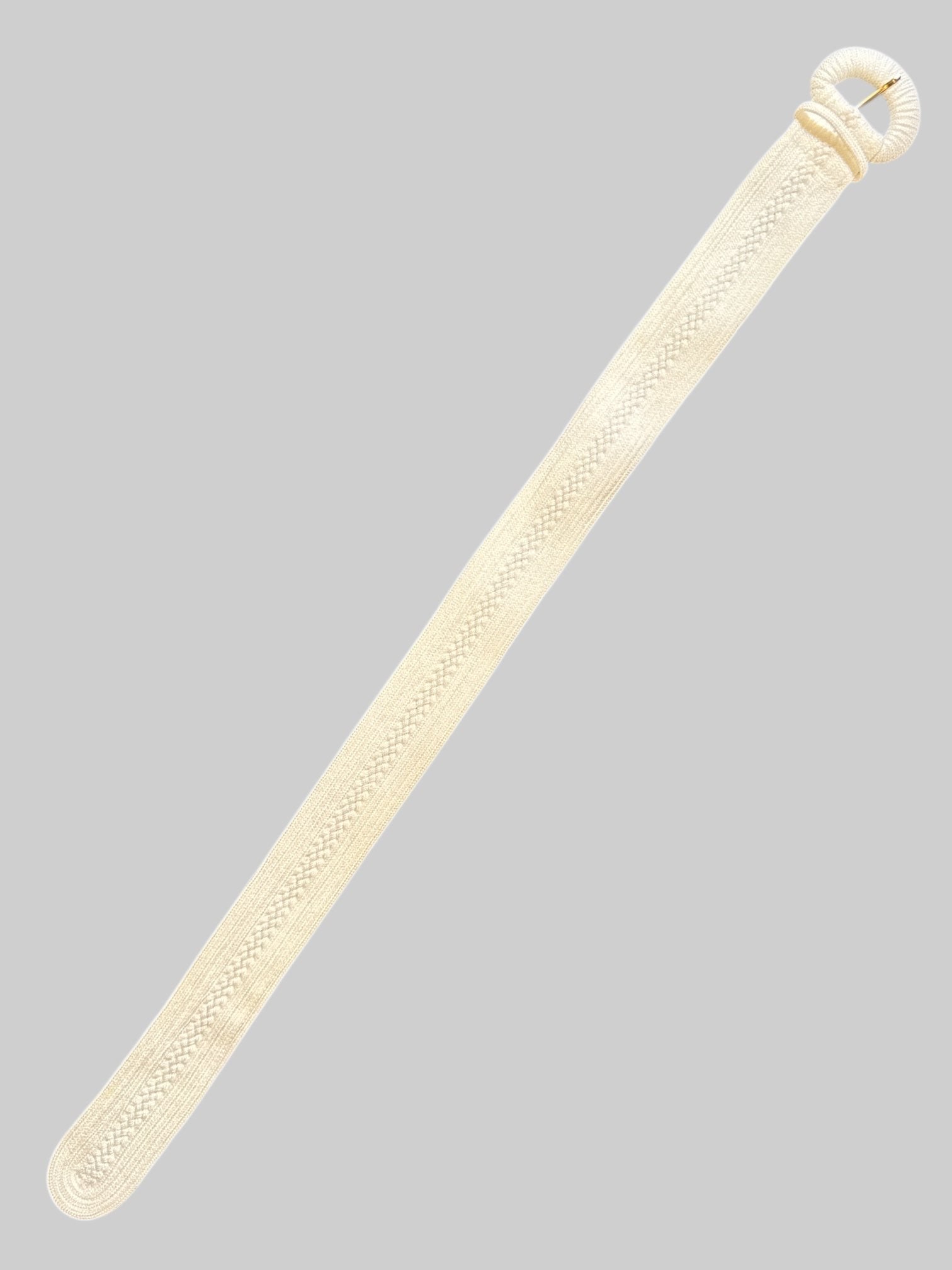M White thick belt with gold tone buckle
