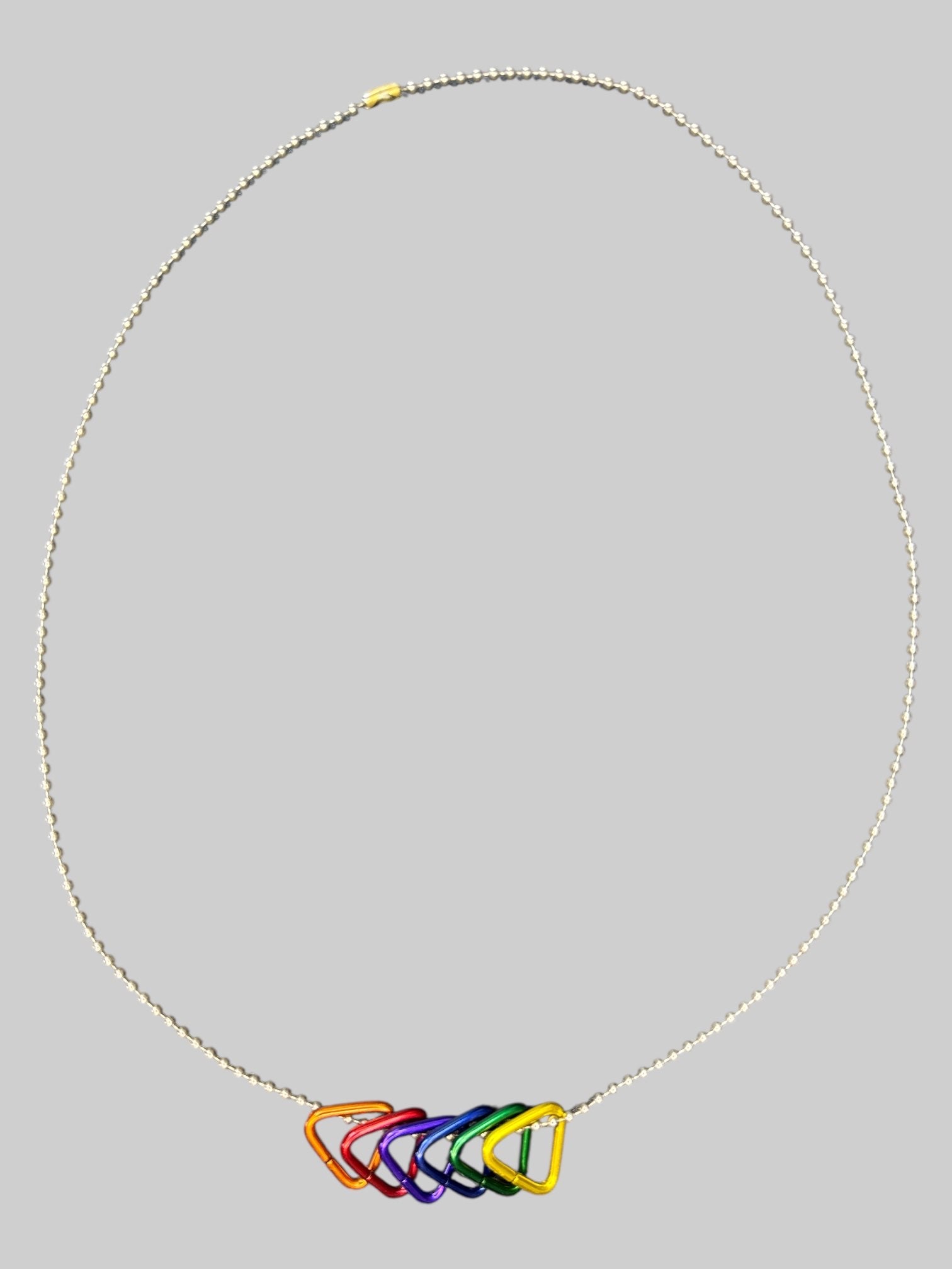 Ball chain necklace with rainbow color, triangle pendants