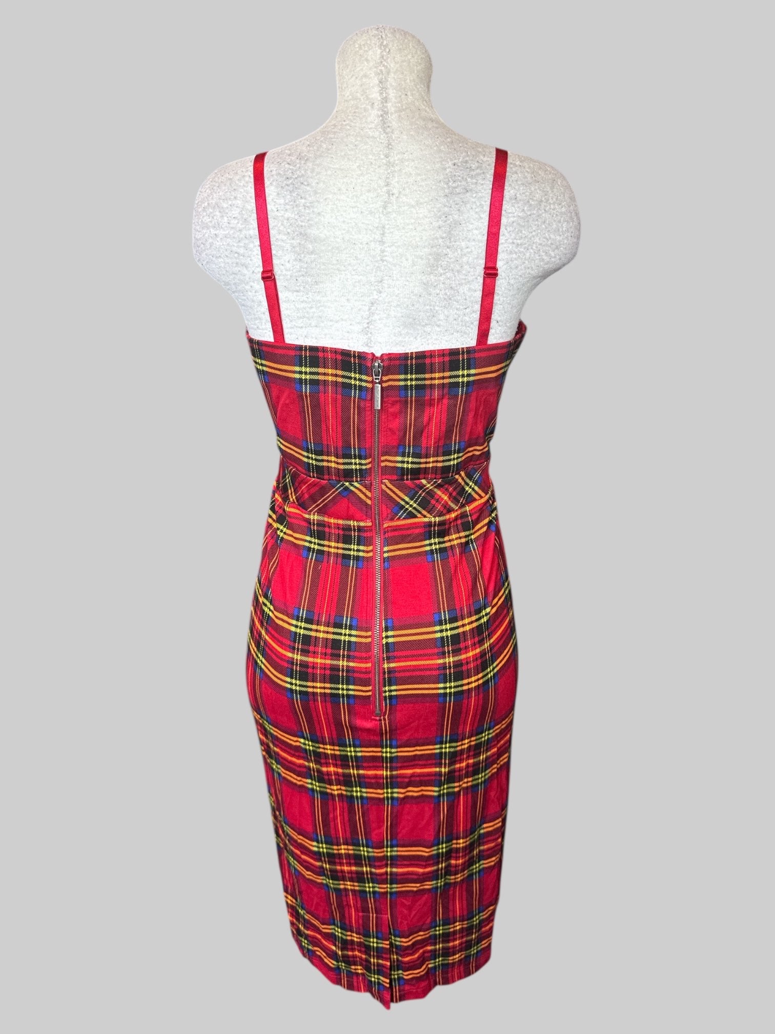 1X NWT Betsey Johnson red plaid sleeveless dress with zipper on back