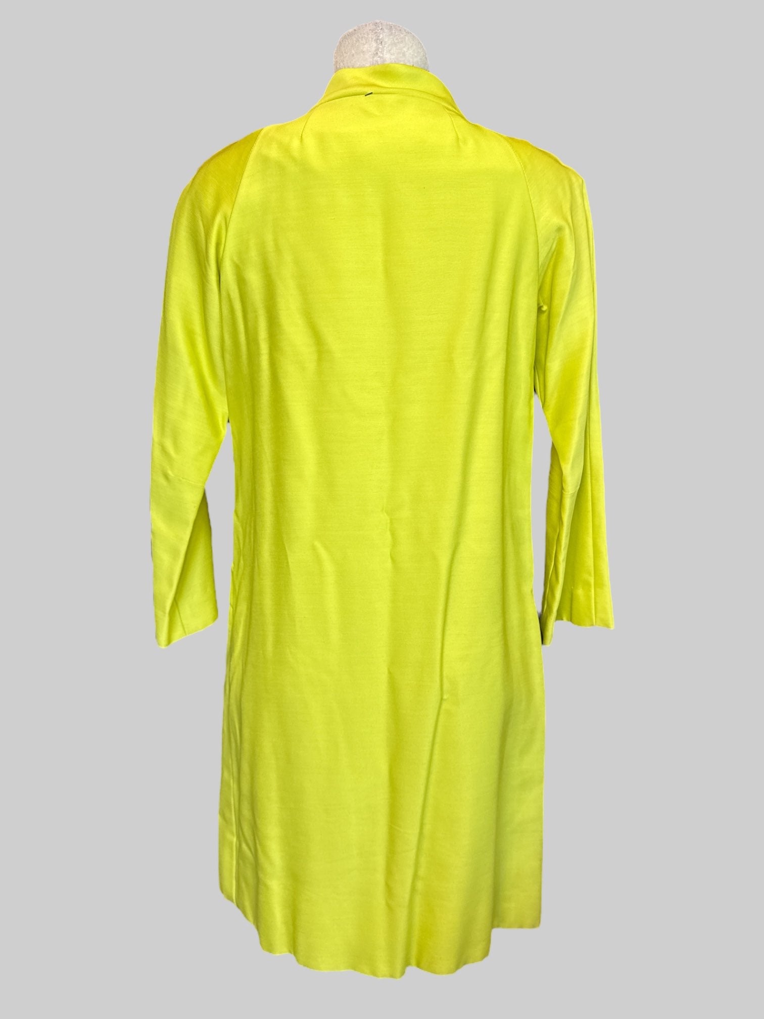 S Vintage greenish yellow dress with collar, and faux pockets