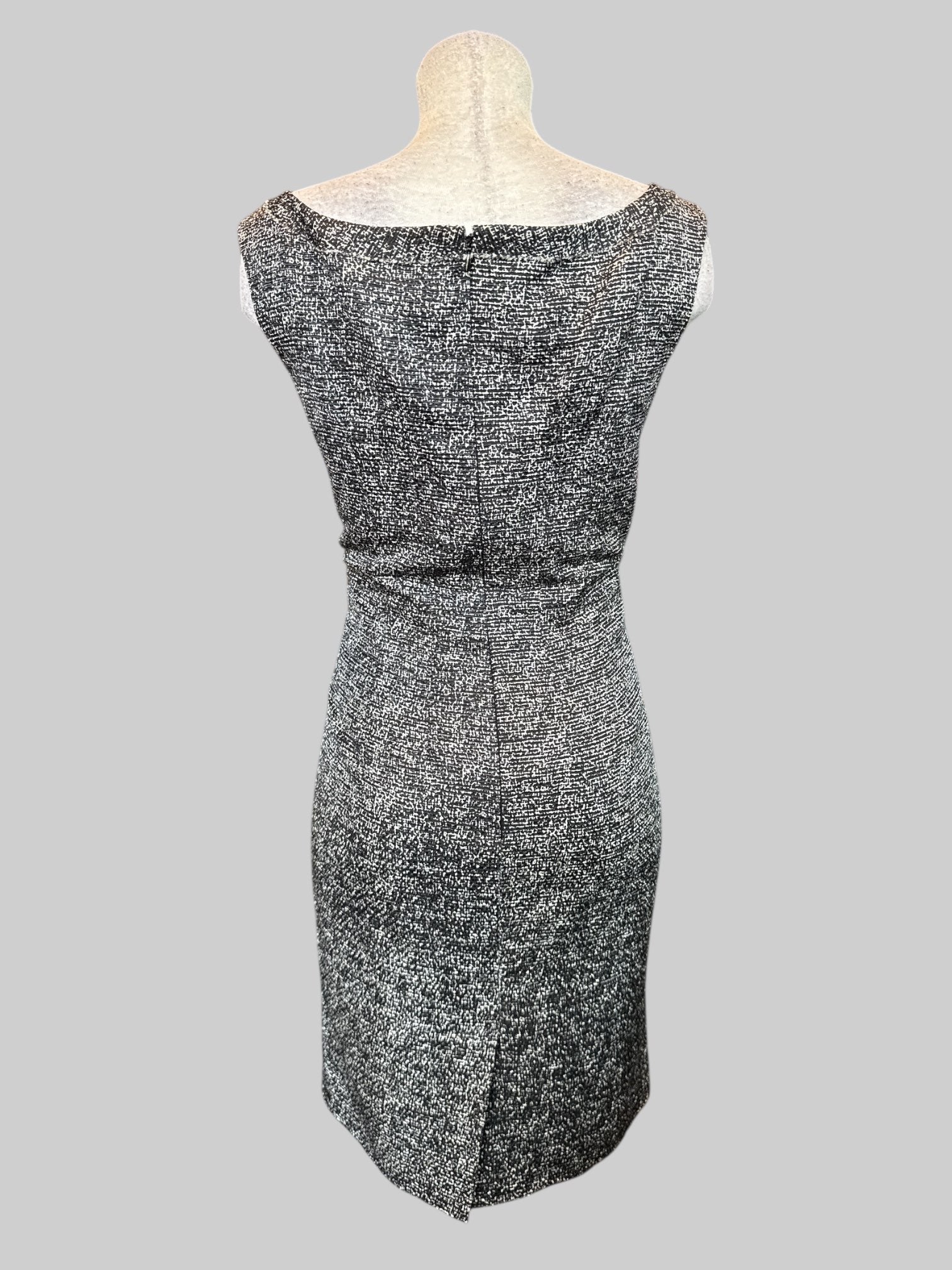 L Unconfirmed YVES SAINT LAURENT white and black dress with draping in front