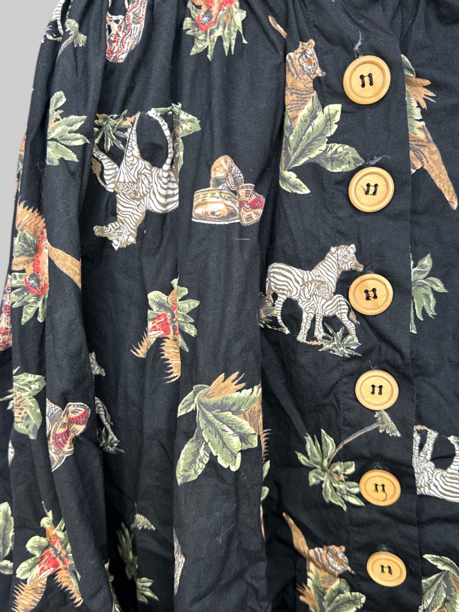 M Hell Bunny black wildlife print button up skirt