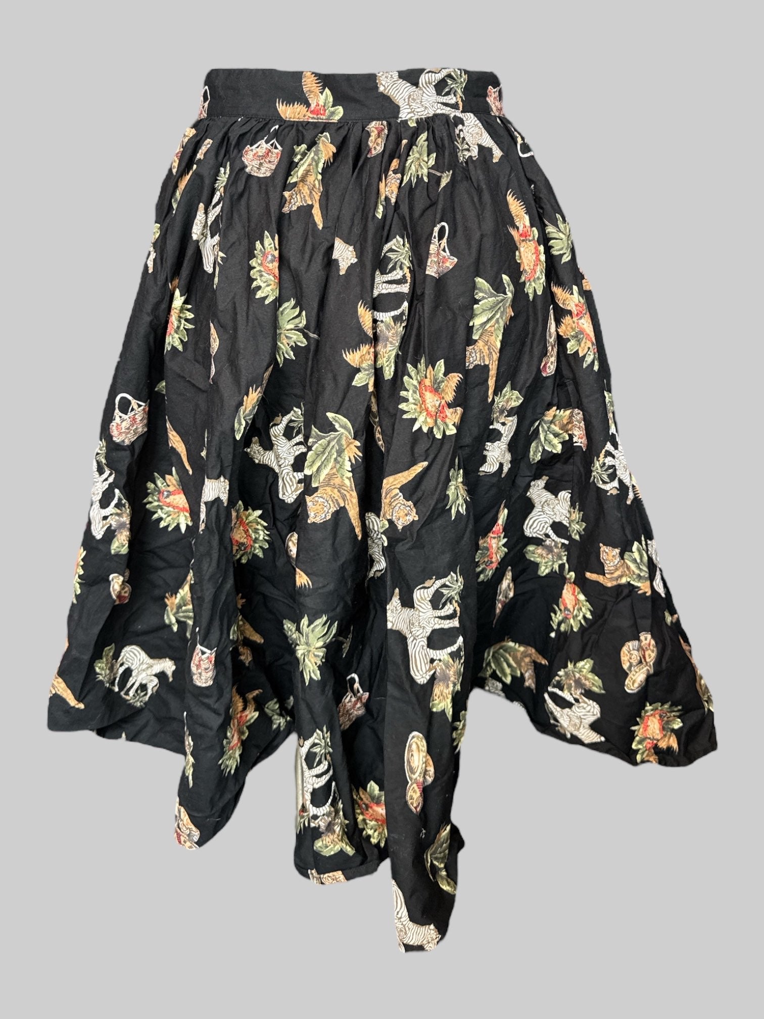 M Hell Bunny black wildlife print button up skirt