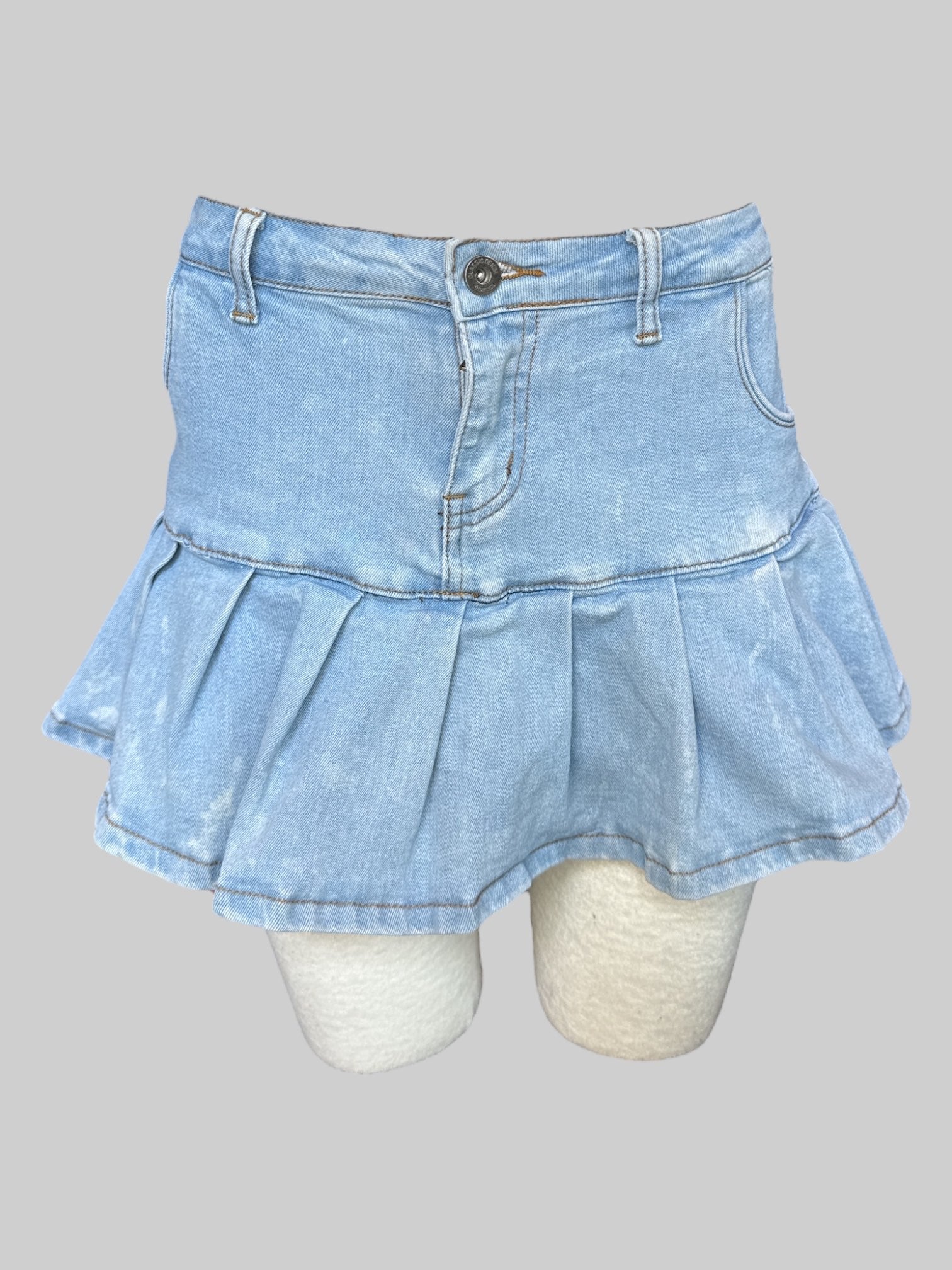 M Light blue bleach tie dye short skort